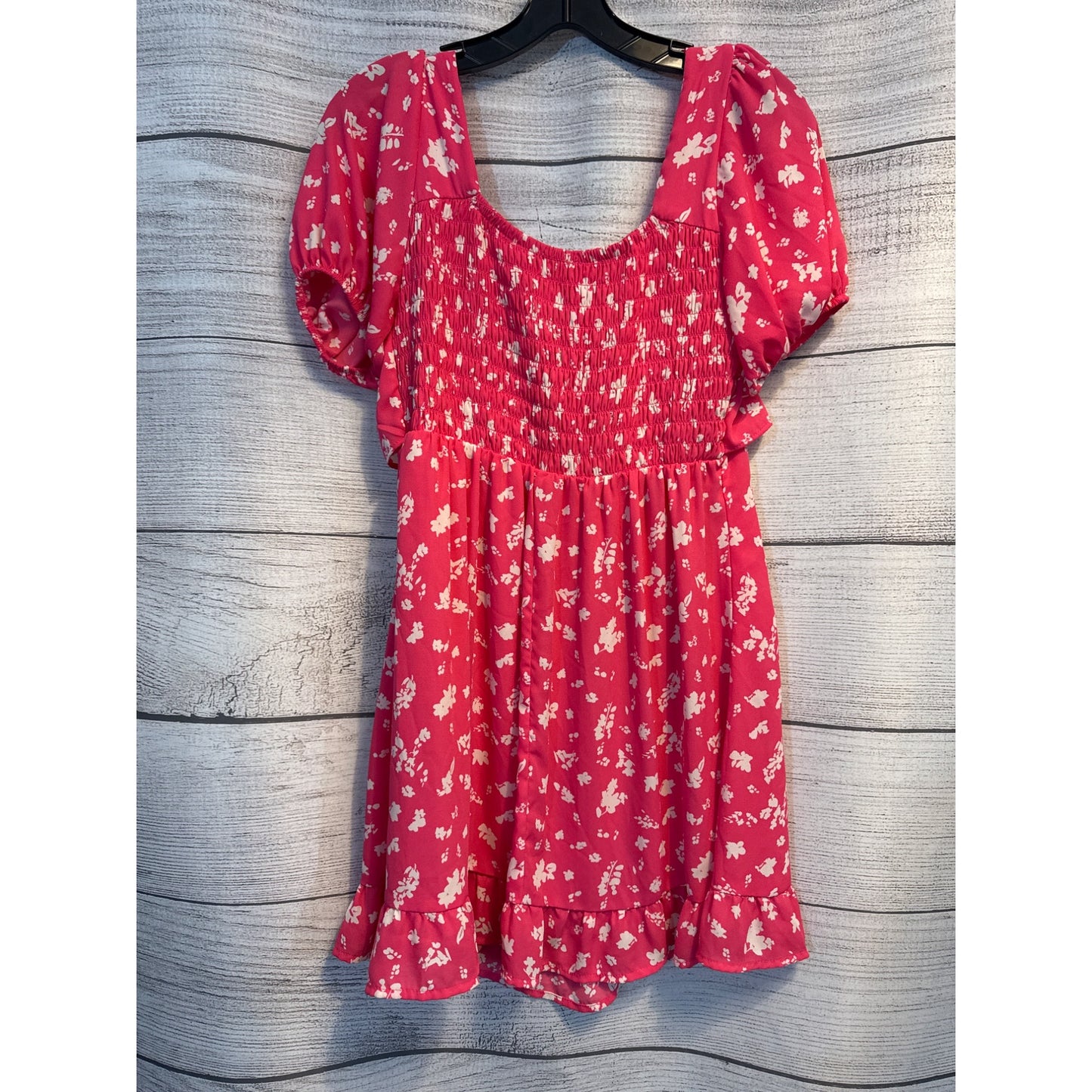 Sienna Sky Red Floral Ruffle Smocked Mini Dress Size M