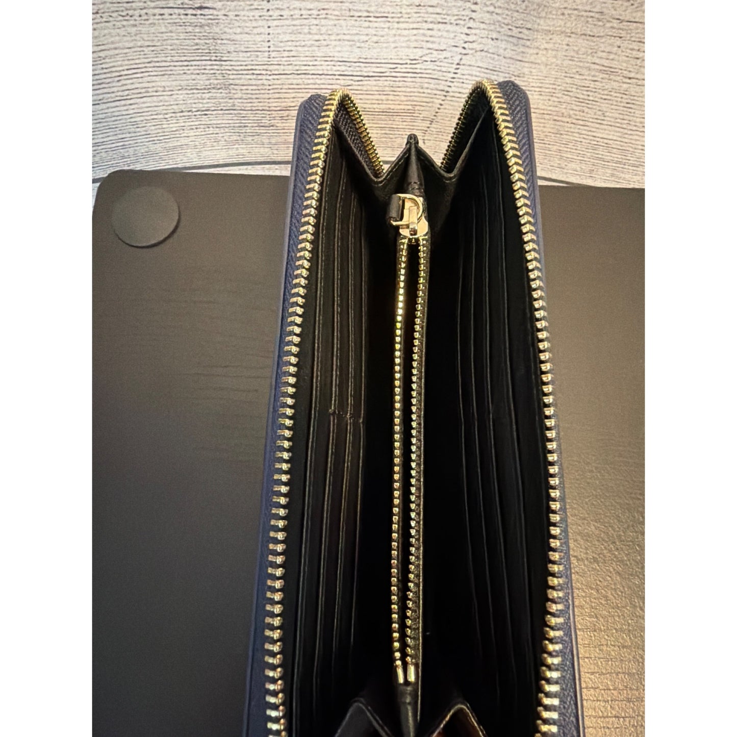 Emporio Armani Blue Leather Zip Wallet
