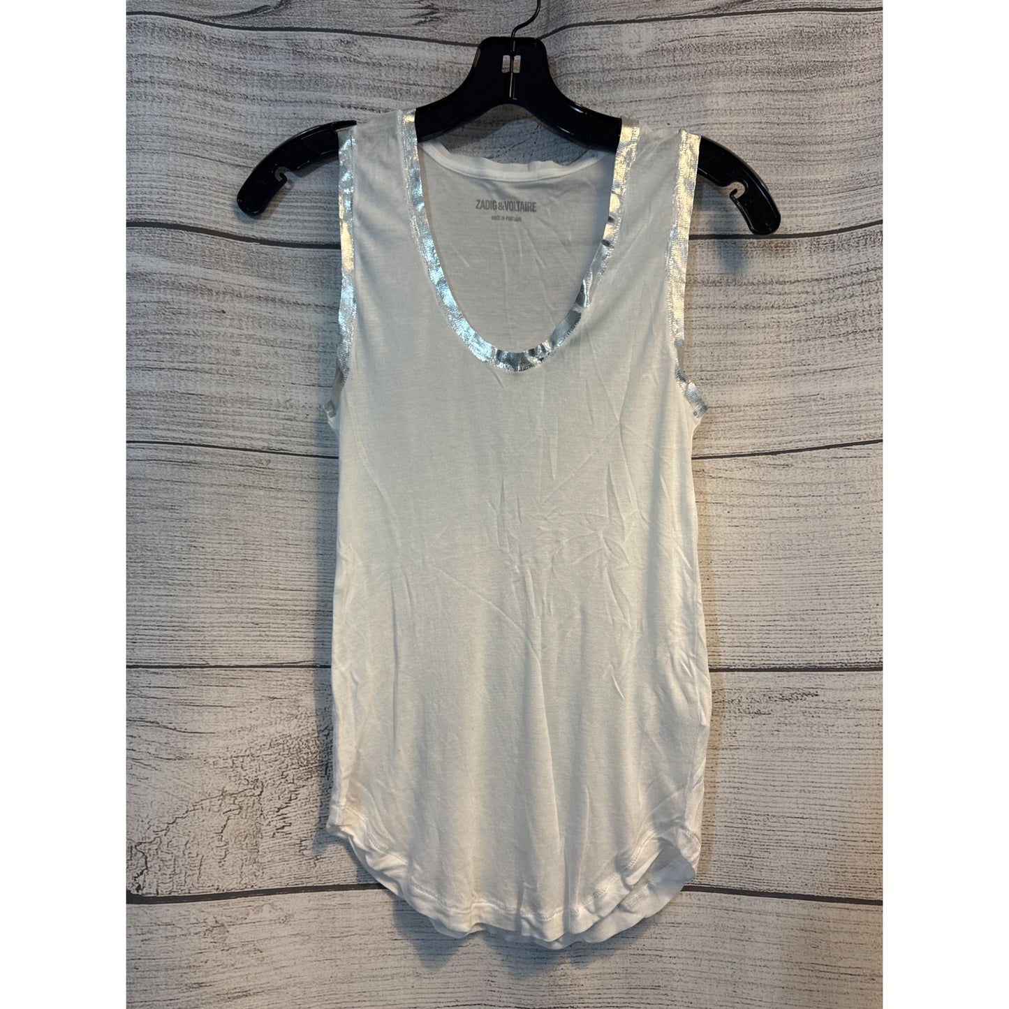 Zadig & Voltaire Sleeveless Tam Metallic-Trim Tank Size S