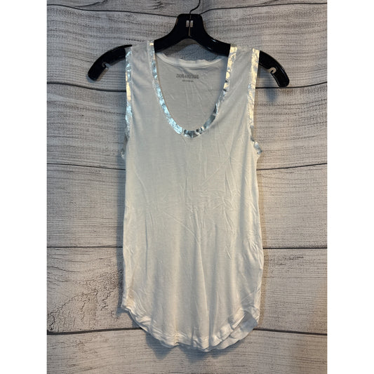 Zadig & Voltaire Sleeveless Tam Metallic-Trim Tank Size S