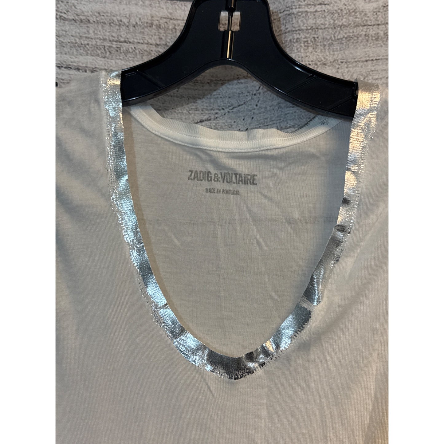 Zadig & Voltaire Sleeveless Tam Metallic-Trim Tank Size S