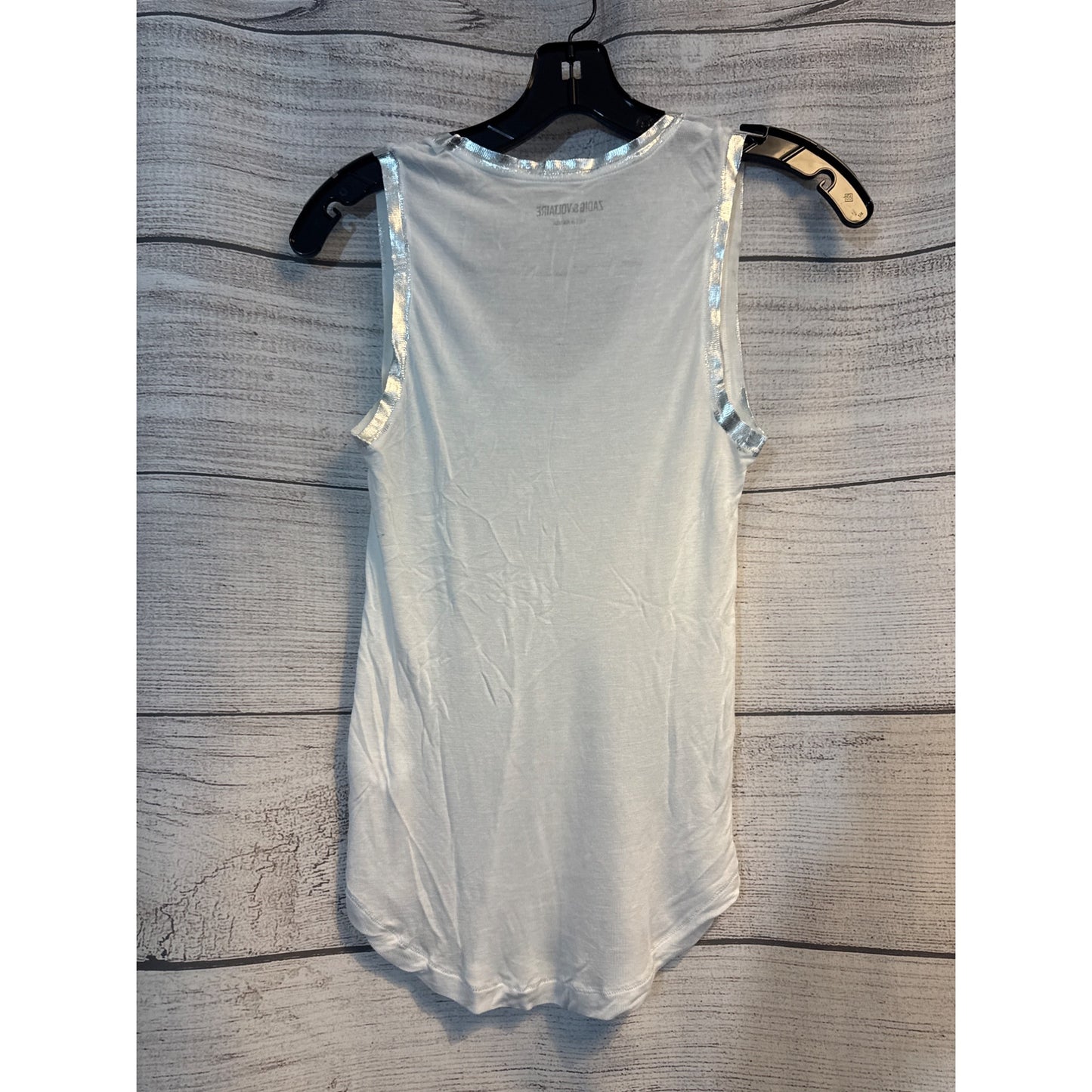 Zadig & Voltaire Sleeveless Tam Metallic-Trim Tank Size S