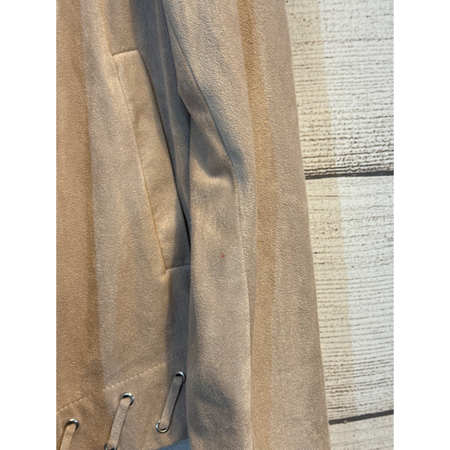 BB Dakota Suede-Like Drape Front Jacket With Grommet Detail Size L