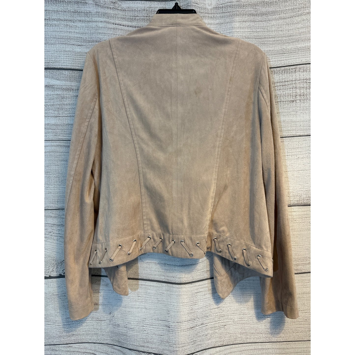 BB Dakota Suede-Like Drape Front Jacket With Grommet Detail Size L