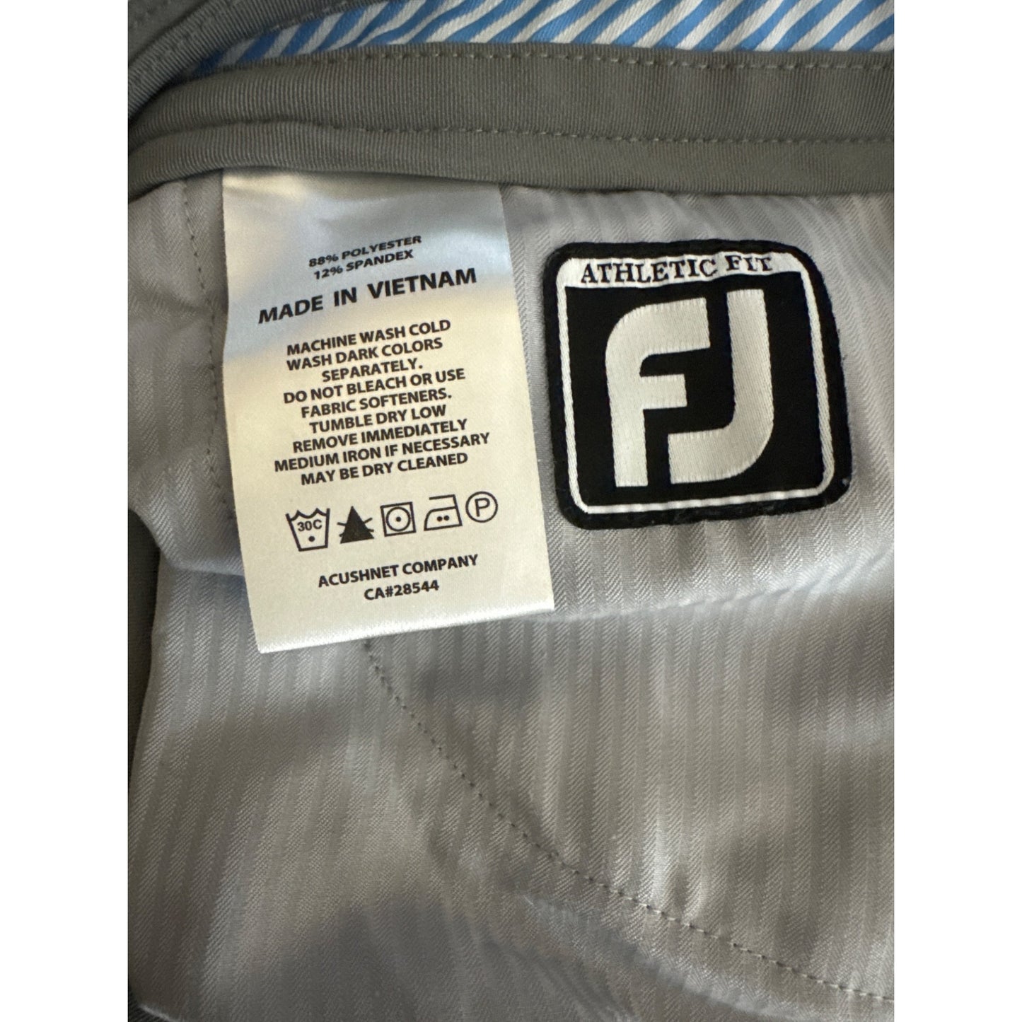 FootJoy Mens Athletic Fit Gray Golf Pants W36/L32