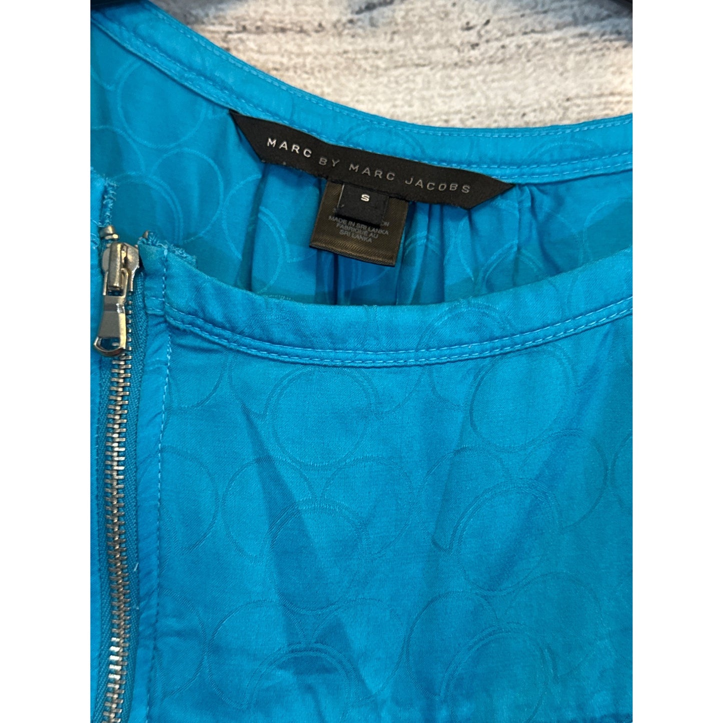 Marc By Marc Jacobs Sleeveless Blue Zip Ruffle Zipper Top Size S