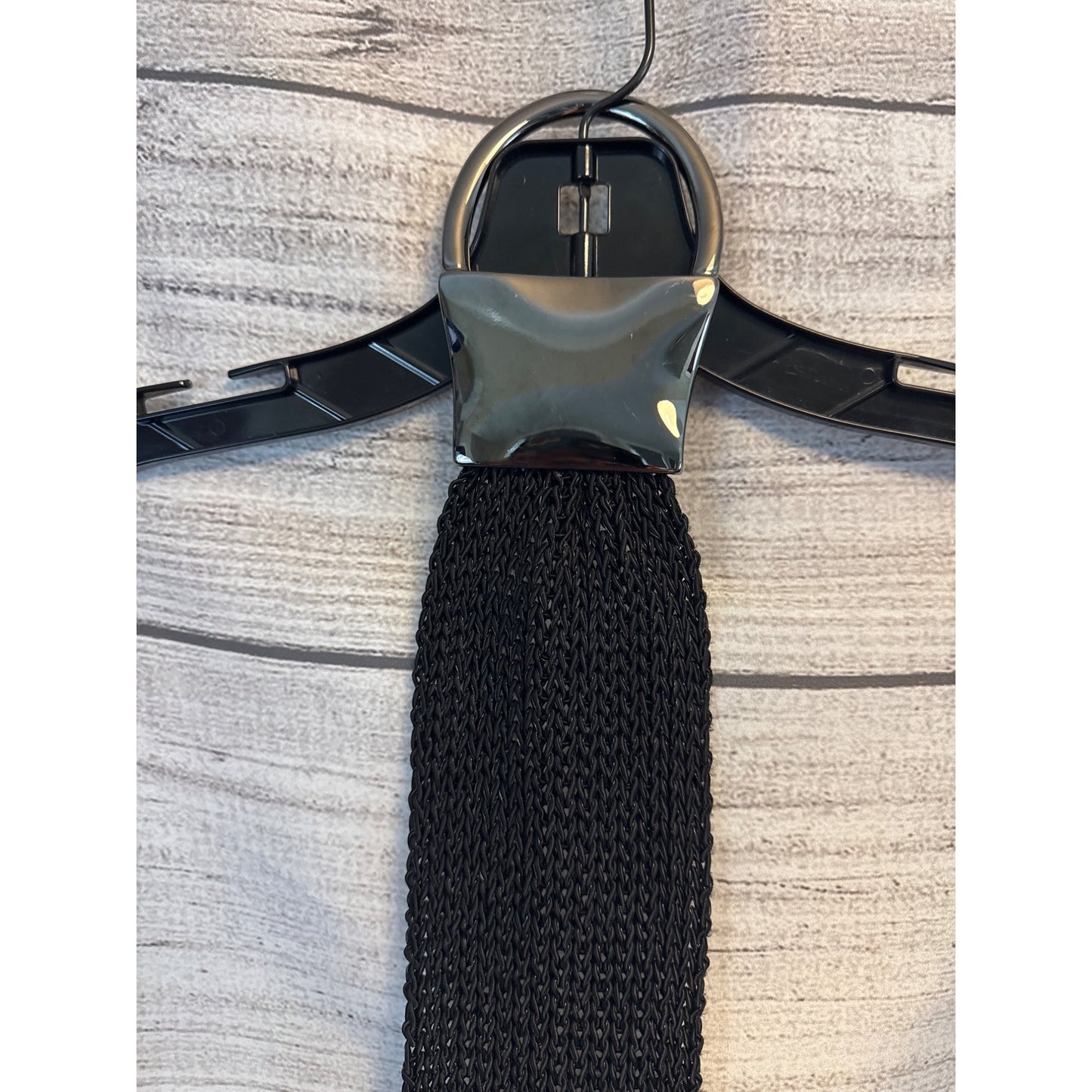Suzi Roher Black Knit Stretch Belt With Metal Buckle
