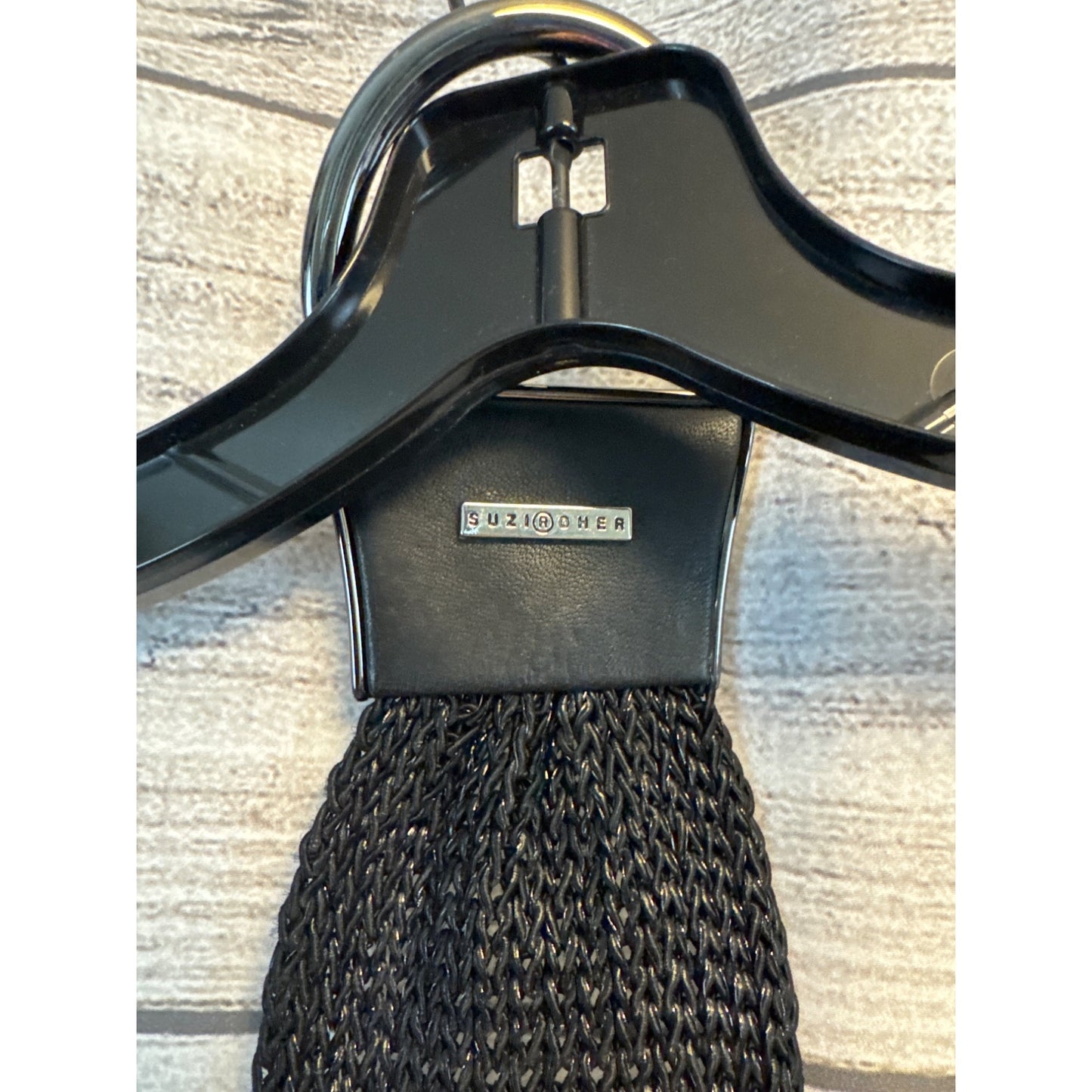 Suzi Roher Black Knit Stretch Belt With Metal Buckle
