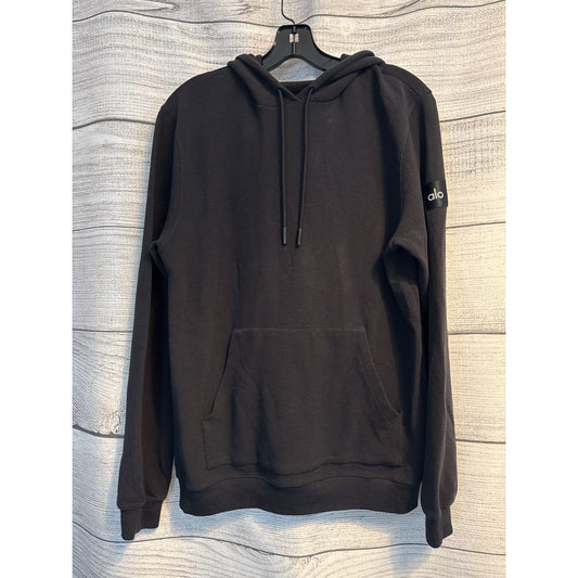 Alo Black Waffle Hooded Sweatshirt Size M