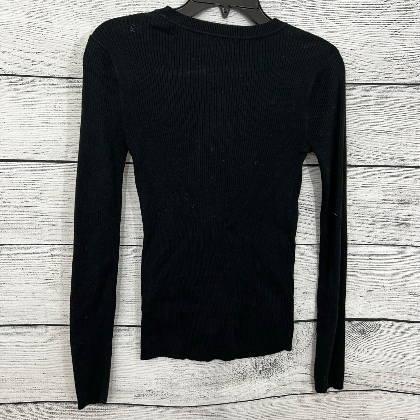 Halogen Black Ribbed Long Sleeve Top, Size XS