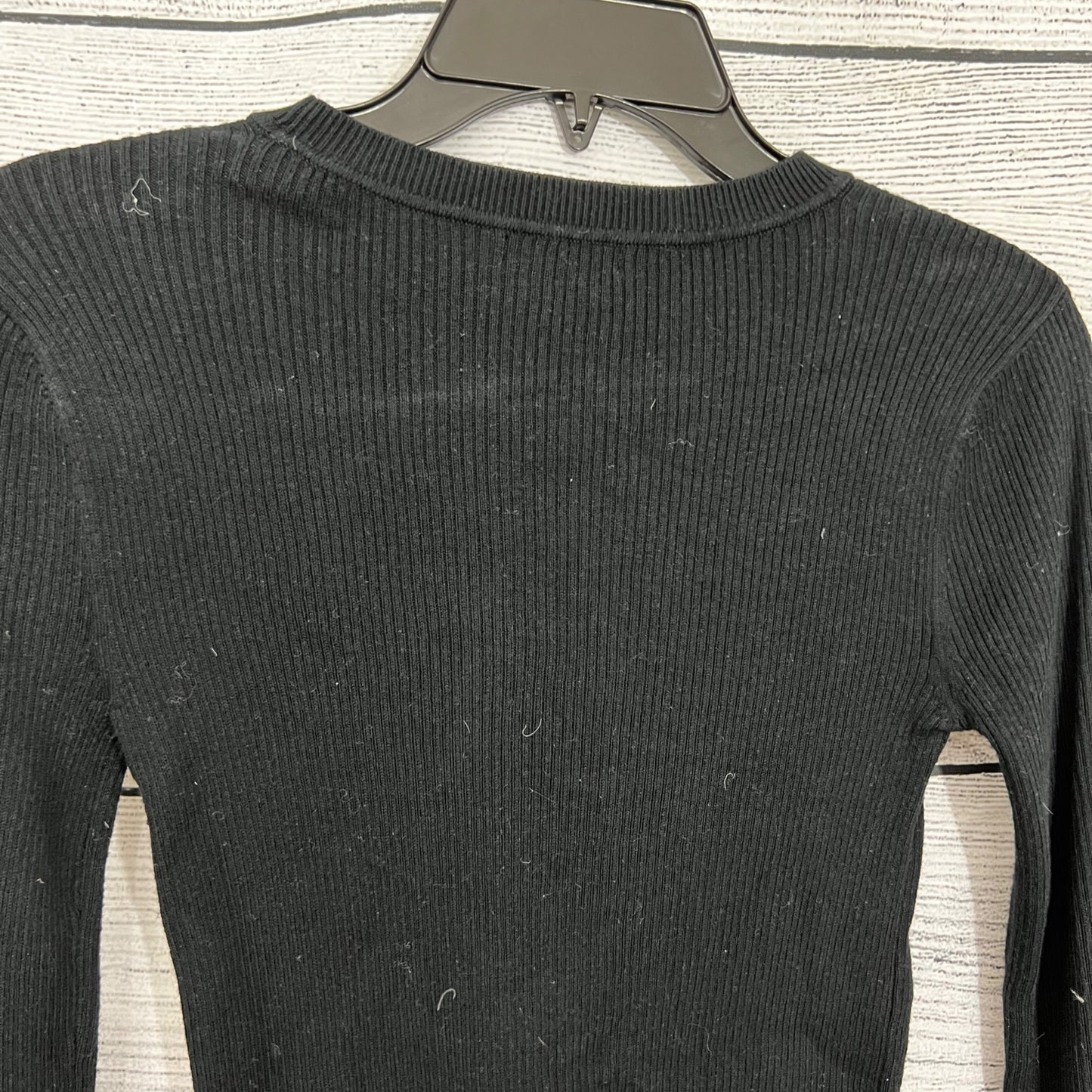 Halogen Black Ribbed Long Sleeve Top, Size XS