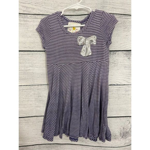 Purple Striped Bow Dress
