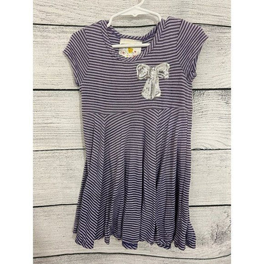 Purple Striped Bow Dress