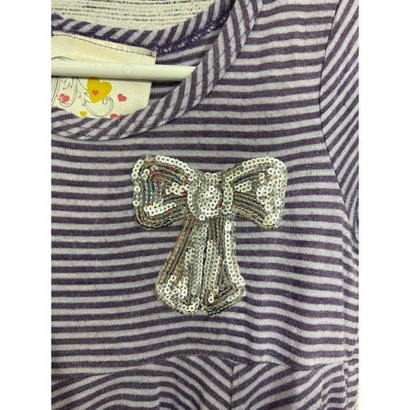 Purple Striped Bow Dress