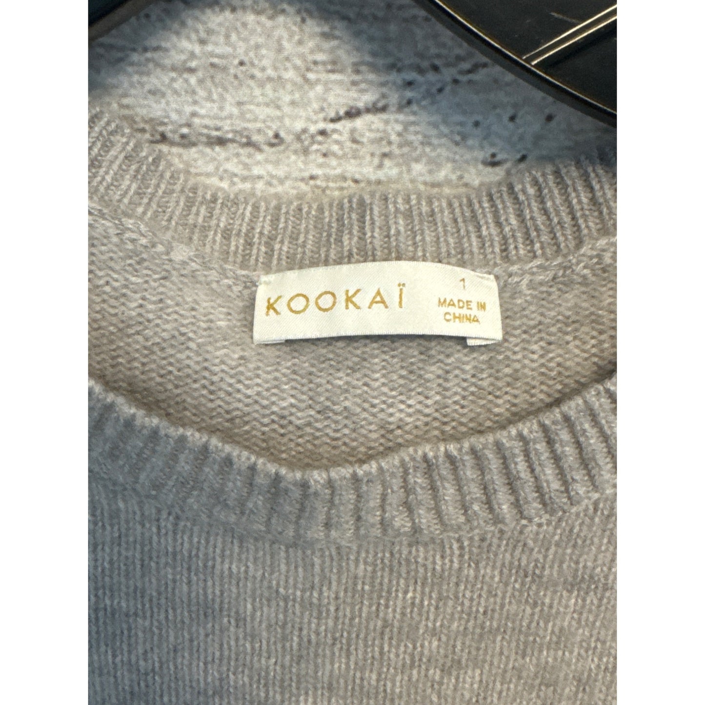 Kookai Tres Bien French Graphic Crew Neck Soft Knit Sweater Gray 1/S