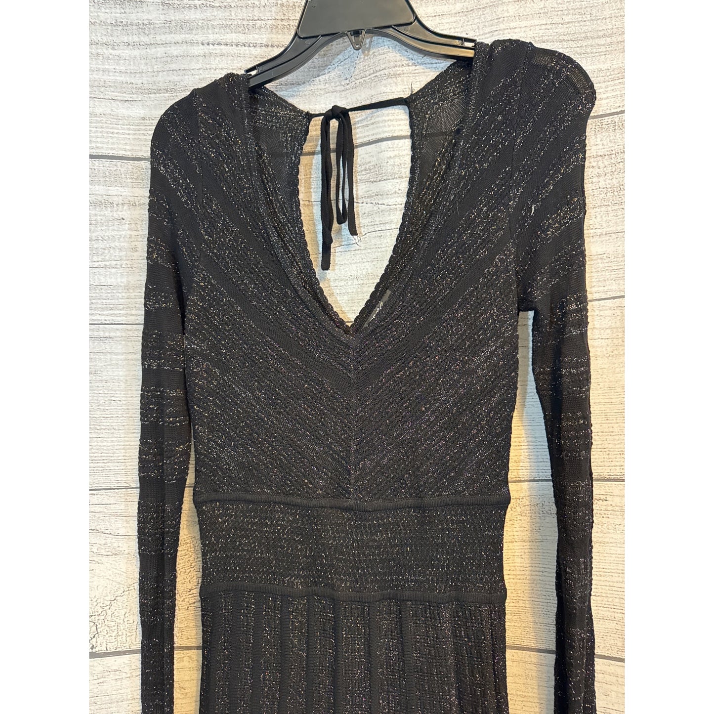 Guess Metallic Gold Long Sleeve Knit Sweater Dress Size L