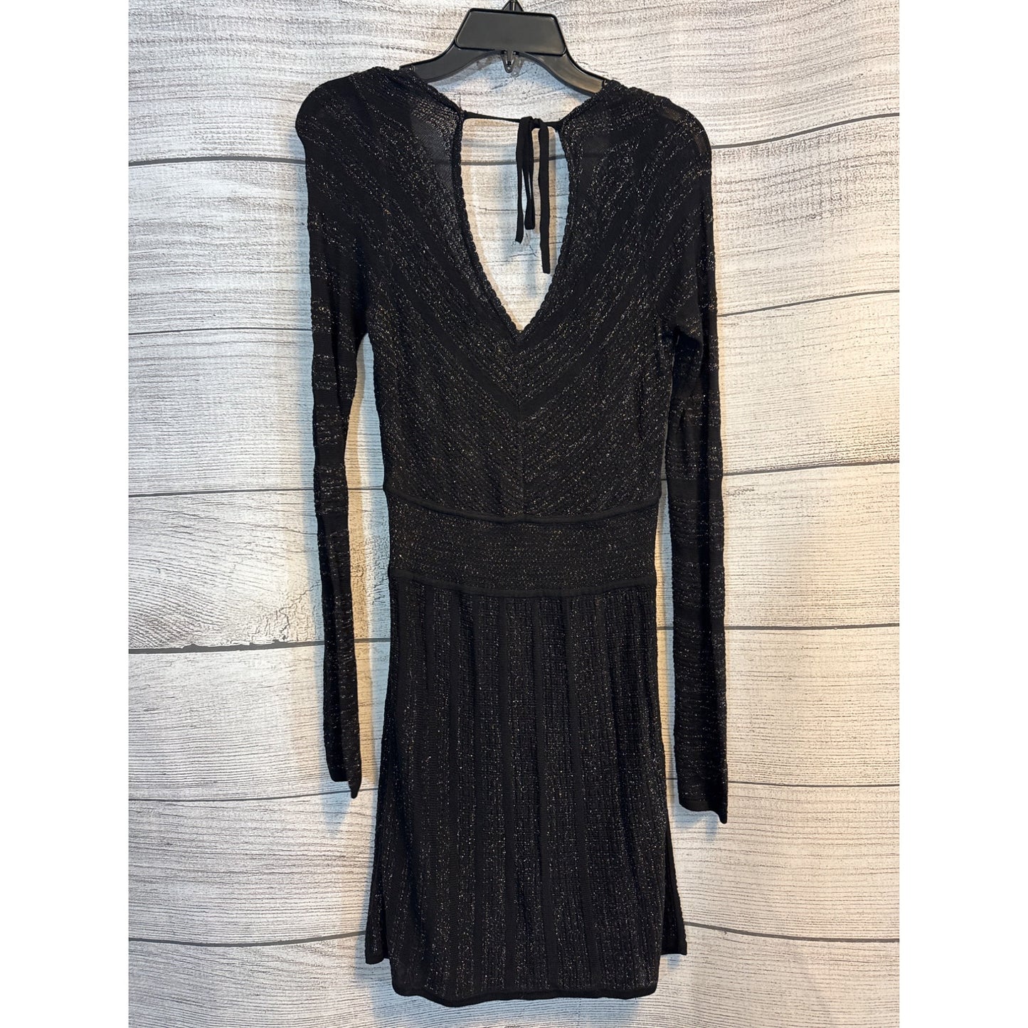 Guess Metallic Gold Long Sleeve Knit Sweater Dress Size L