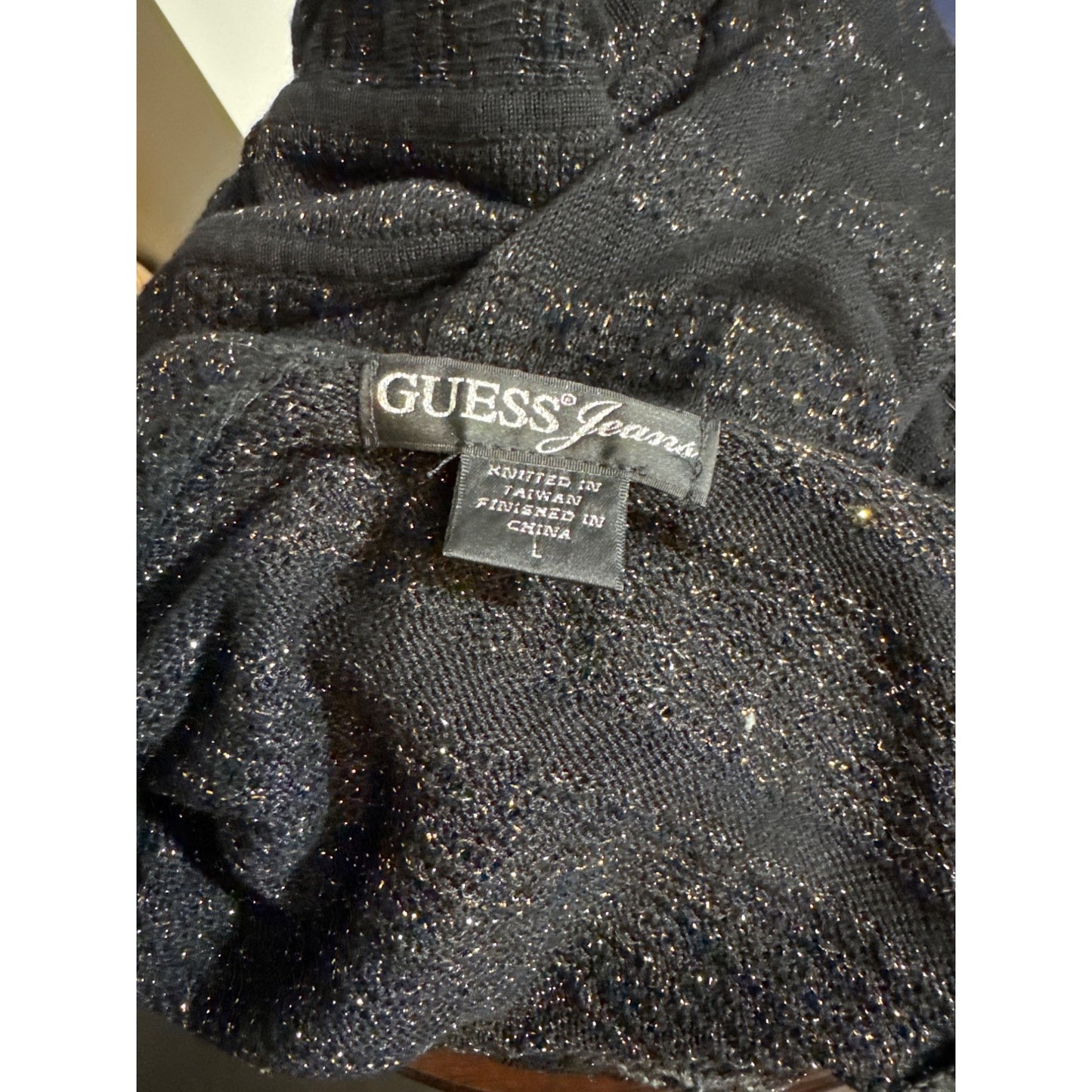 Guess Metallic Gold Long Sleeve Knit Sweater Dress Size L