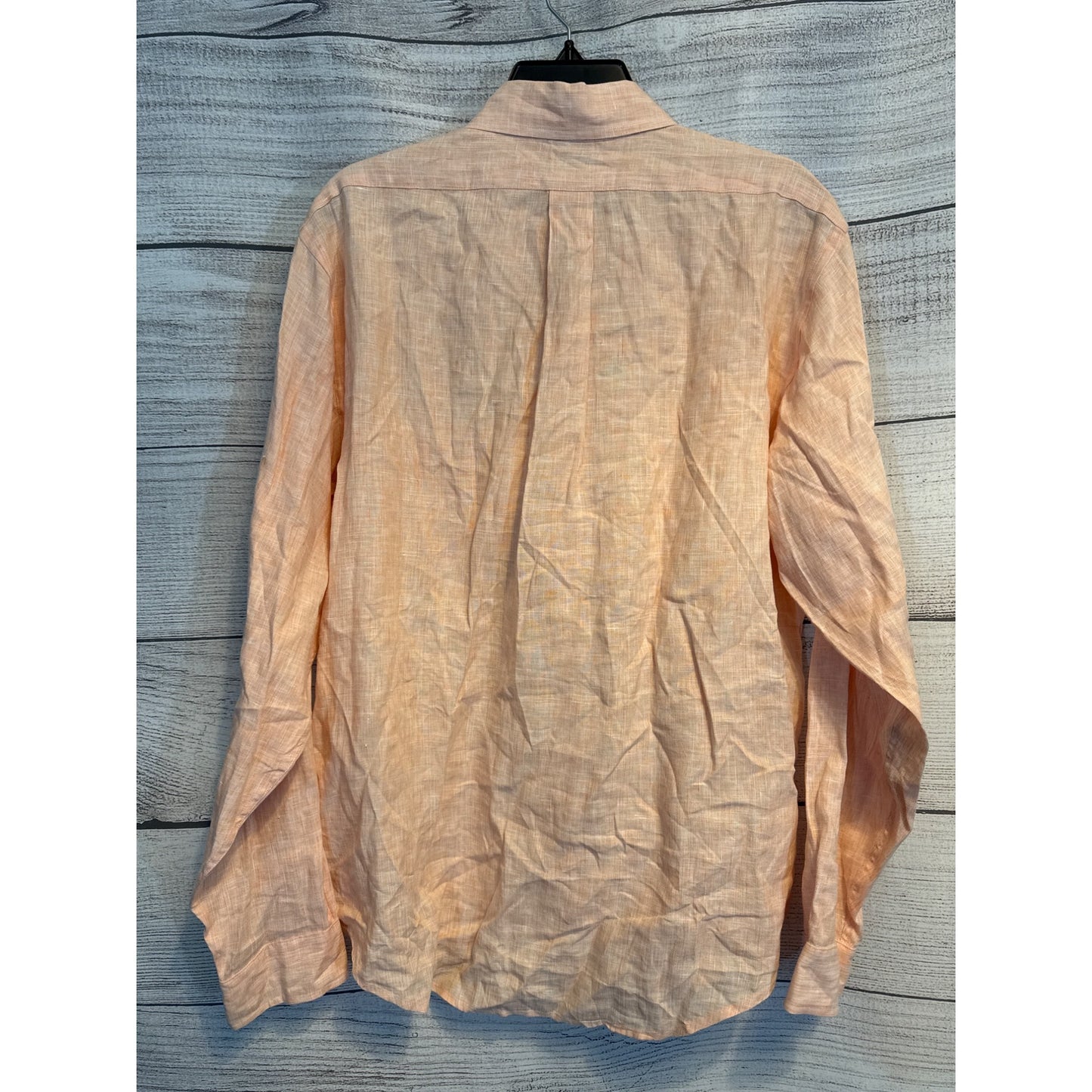 Mens Brooks Brothers Button-Down Peach Linen-Cotton Shirt Size L