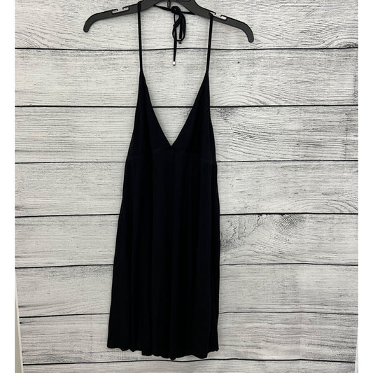 A. Che Black Sleeveless V-Neck Mini Dress With Tie-Back Straps, Size Large