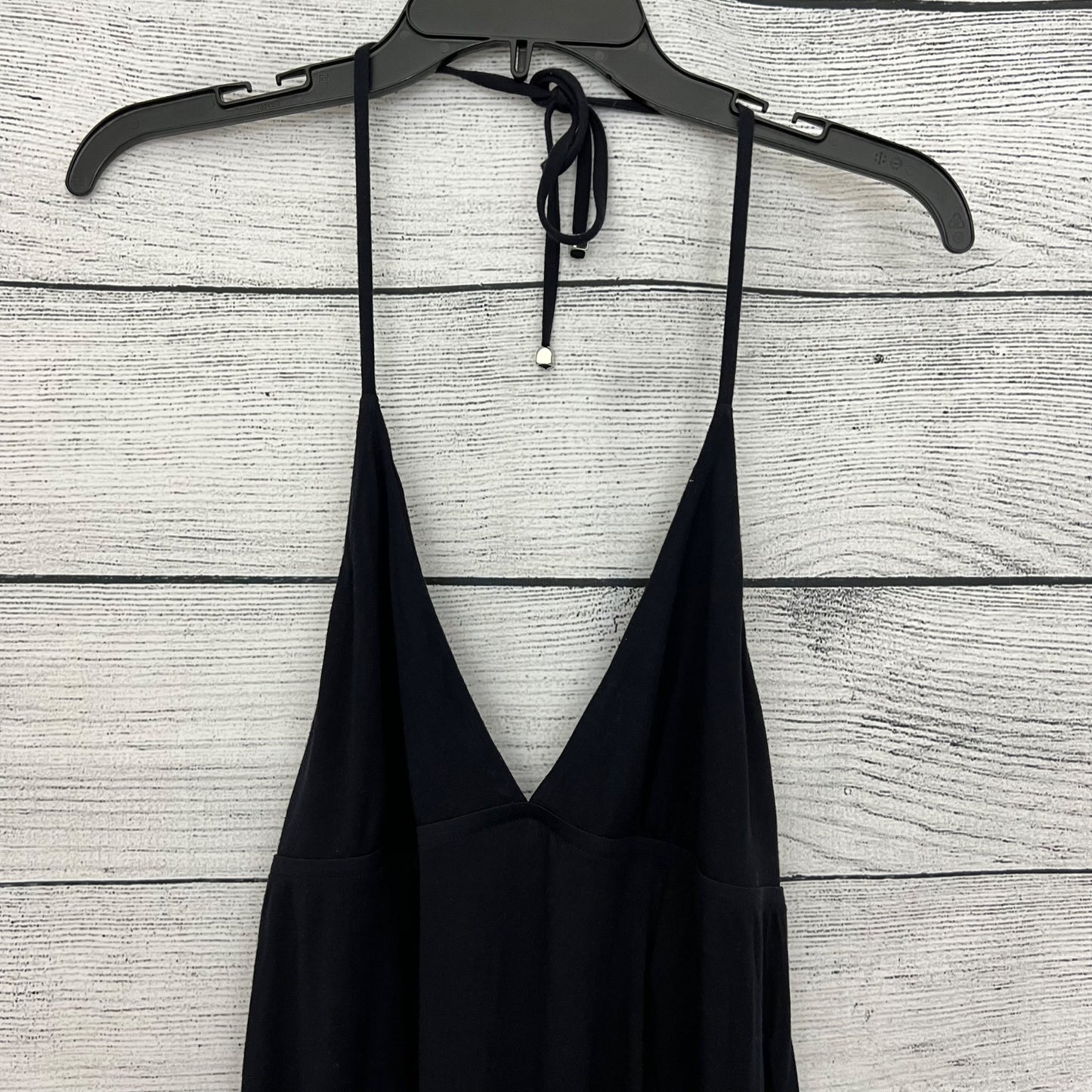 A. Che Black Sleeveless V-Neck Mini Dress With Tie-Back Straps, Size Large