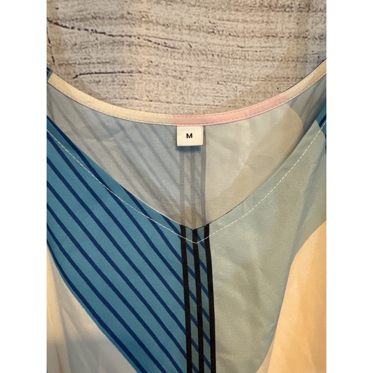 Geometric Print Sleeveless Summer Dress With Drawstring Size M