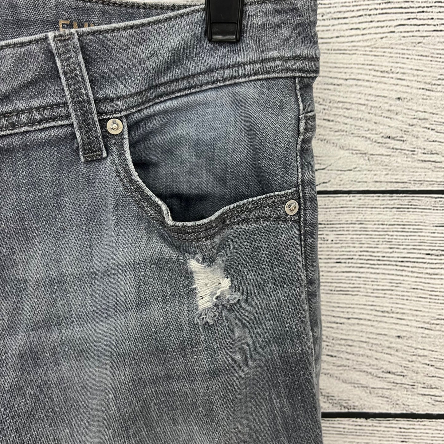 DL1961 Rocco Skinny Fit Gray Distressed Jeans, Size 31