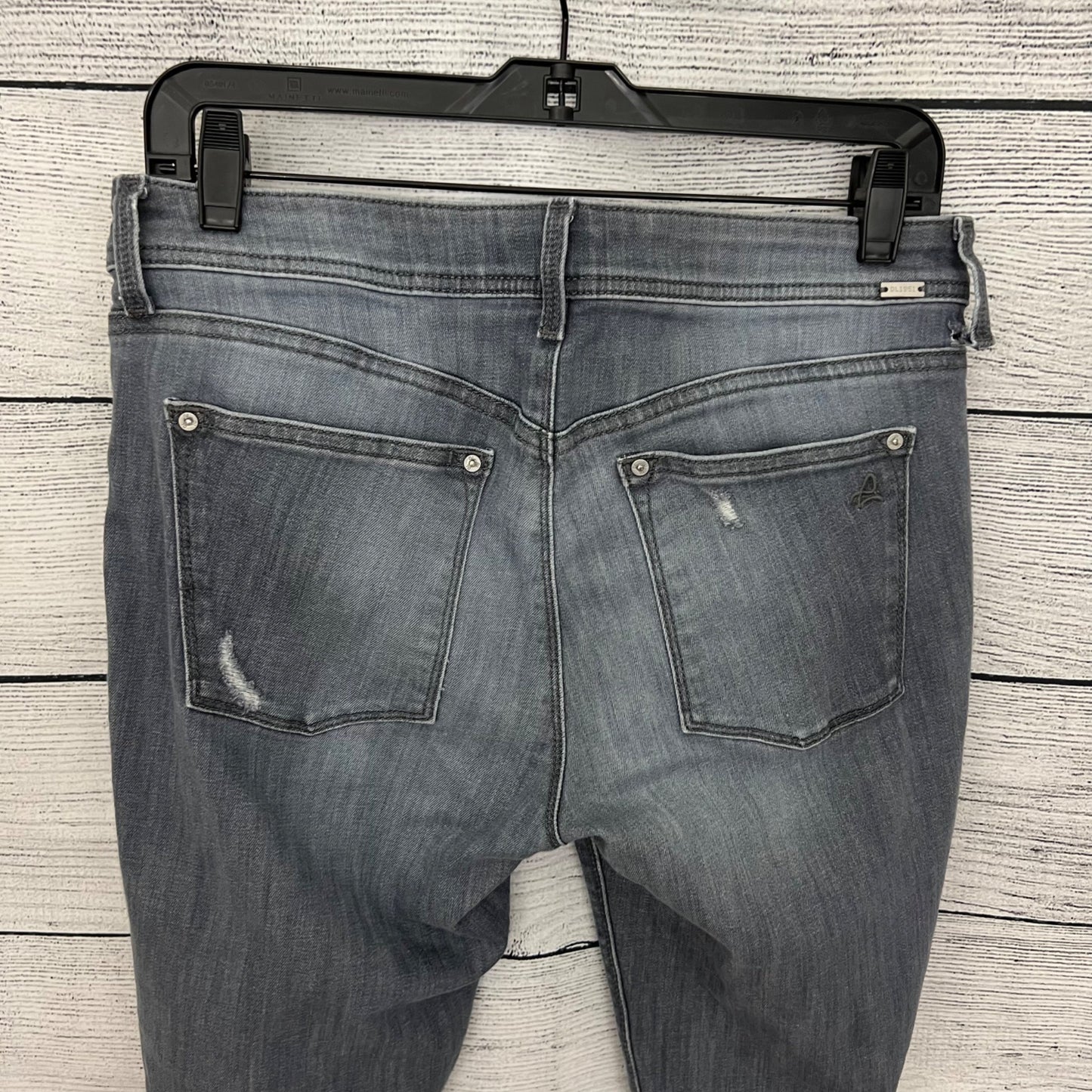 DL1961 Rocco Skinny Fit Gray Distressed Jeans, Size 31