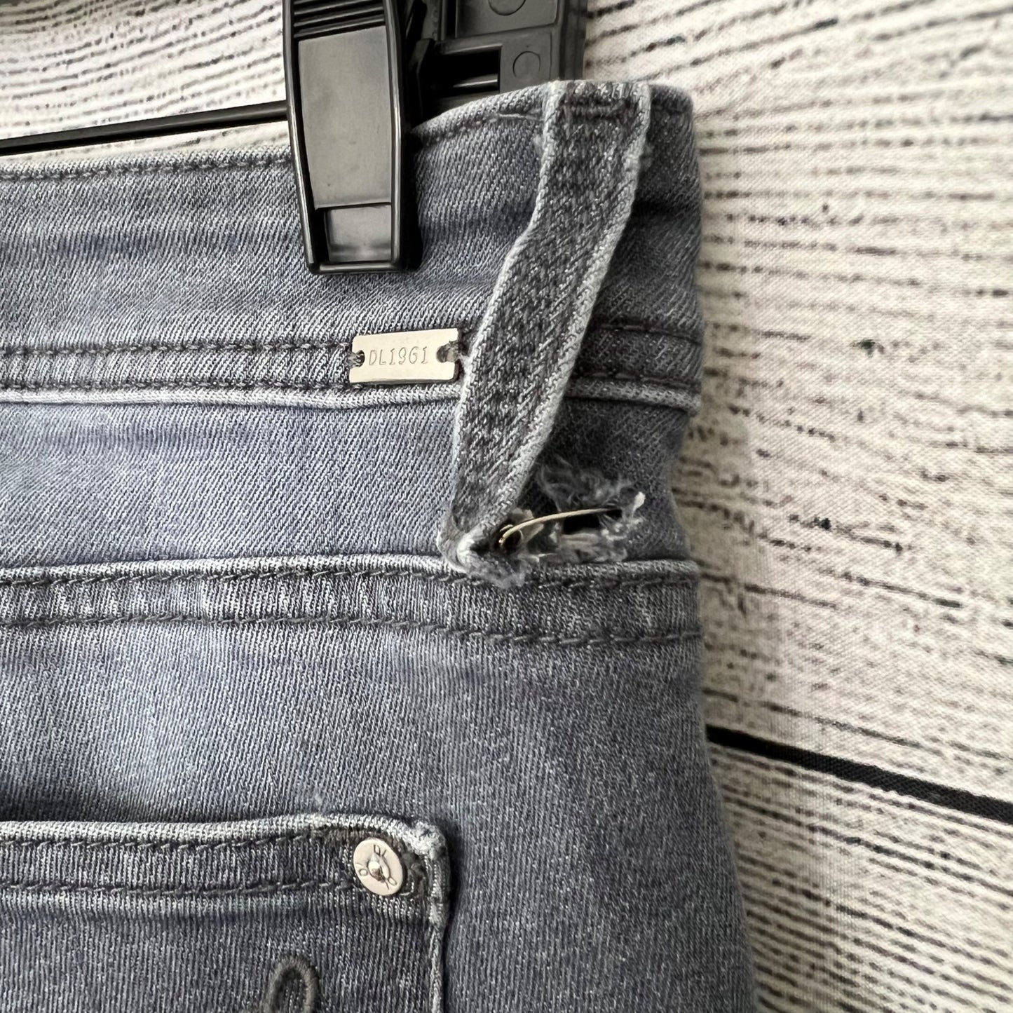 DL1961 Rocco Skinny Fit Gray Distressed Jeans, Size 31