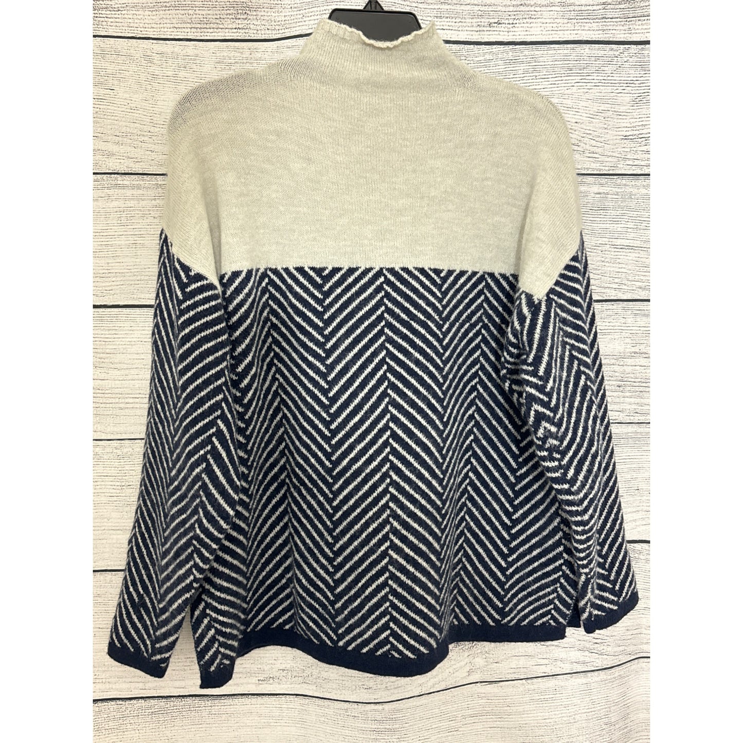 Astalia High Neck Black/Tan Chevron Sweater