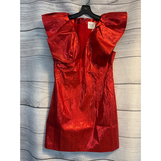 NWT Hyacinth House Red Metallic Plisse Tanya Mini Dress Size M