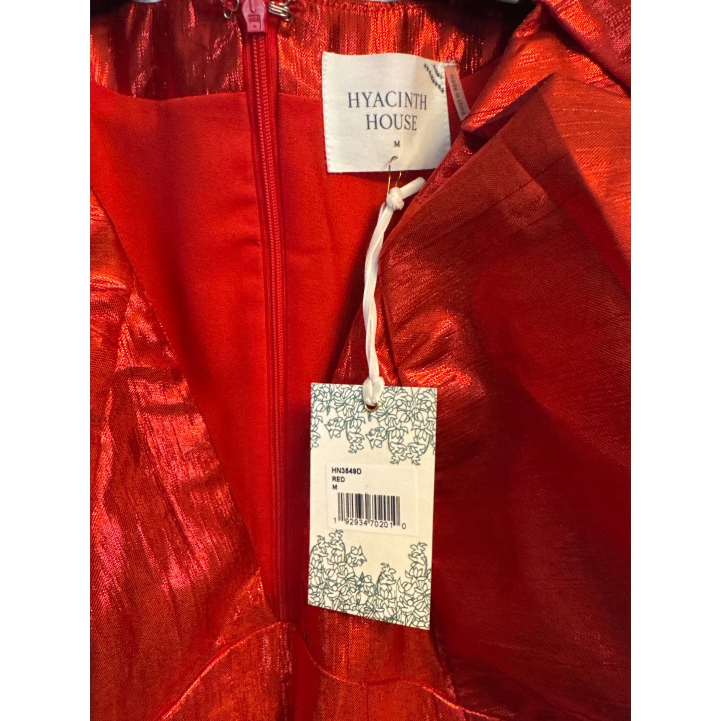 NWT Hyacinth House Red Metallic Plisse Tanya Mini Dress Size M