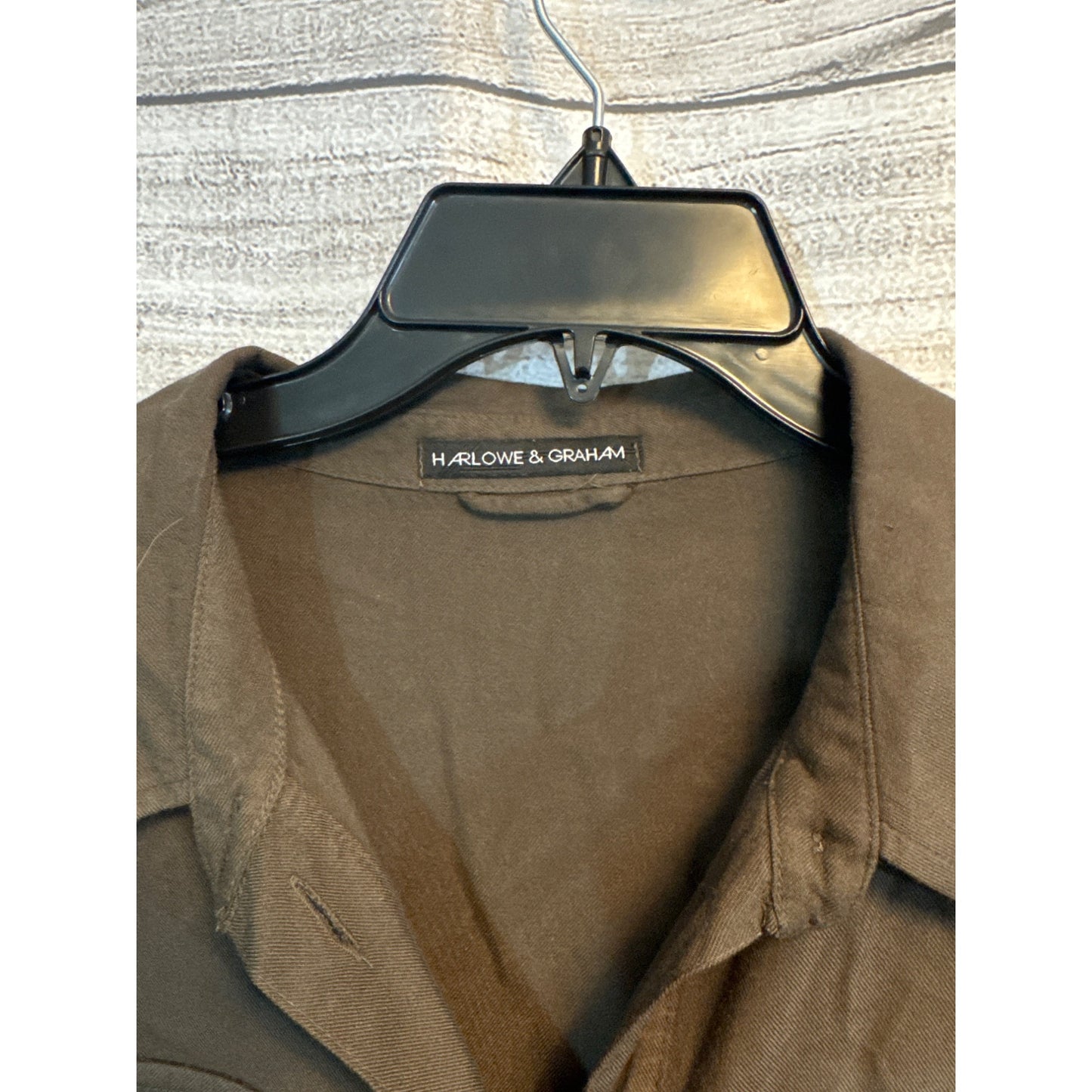 Harlowe & Graham Olive Green Button-Up Shirt Jacket Size M