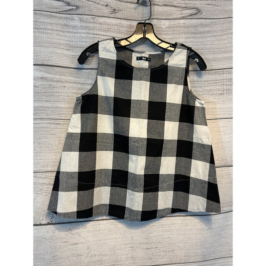 NWOT Shein Black & White Checkered Sleeveless Top w Belt Size M