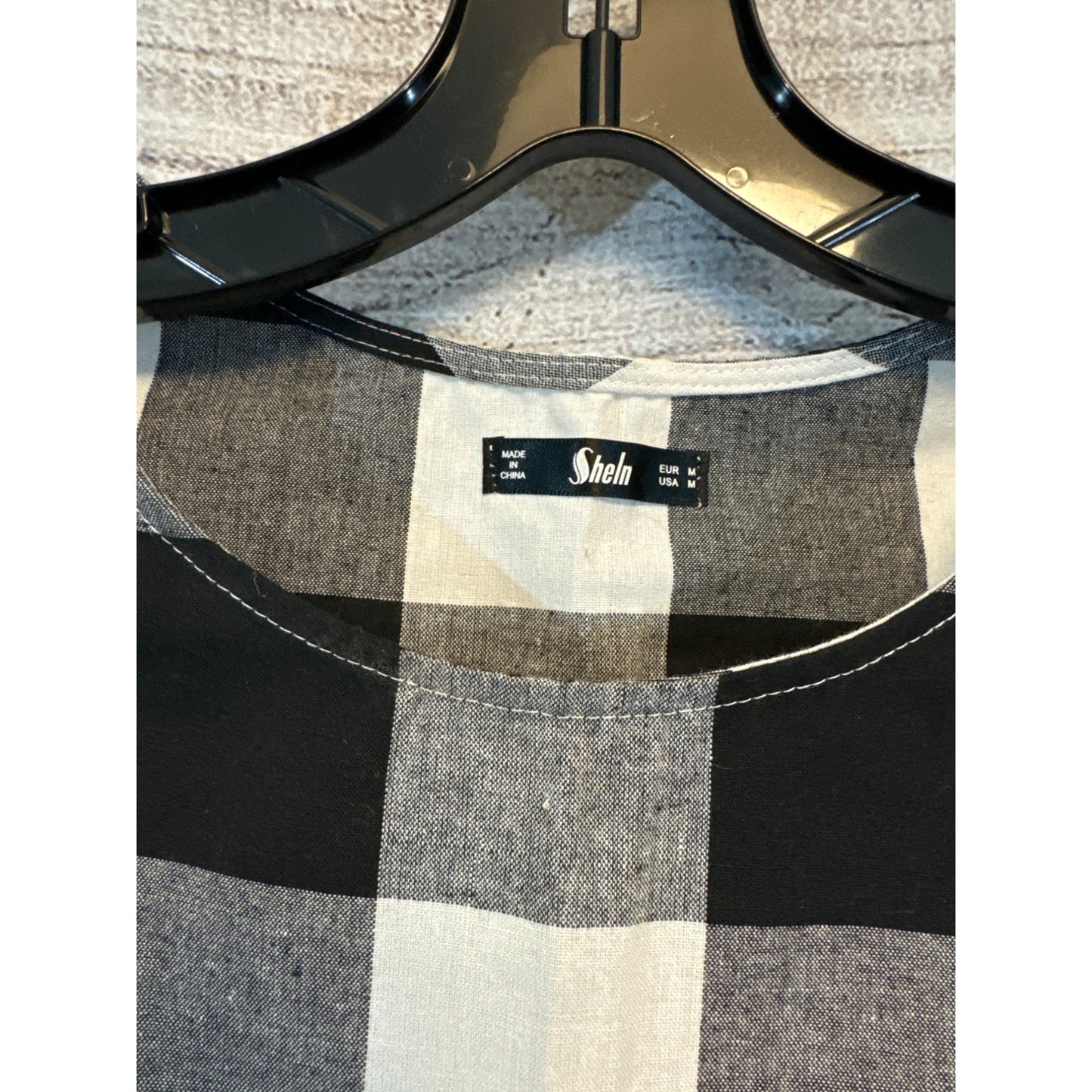 NWOT Shein Black & White Checkered Sleeveless Top w Belt Size M