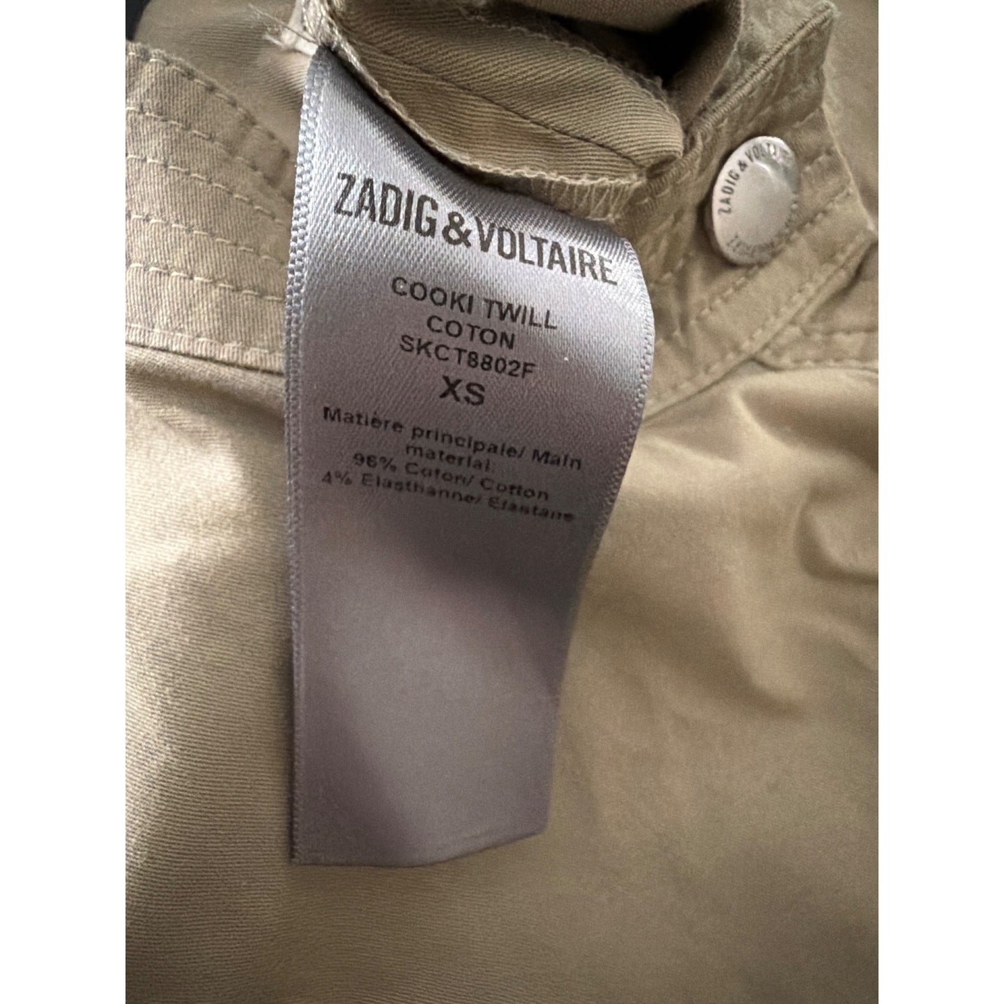 Zadig & Voltaire Beige Cooki Twill Short-Sleeve Belted Romper Size XS