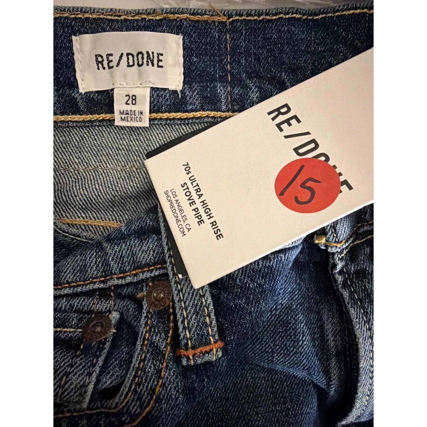NWT Re/Done 70S Ultra High-Rise Stove Pipe Jeans Size 28