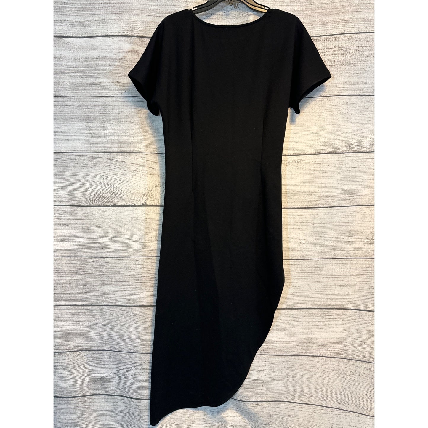 Gracia Black Asymmetric Hem Midi Dress With Ruched Waist M