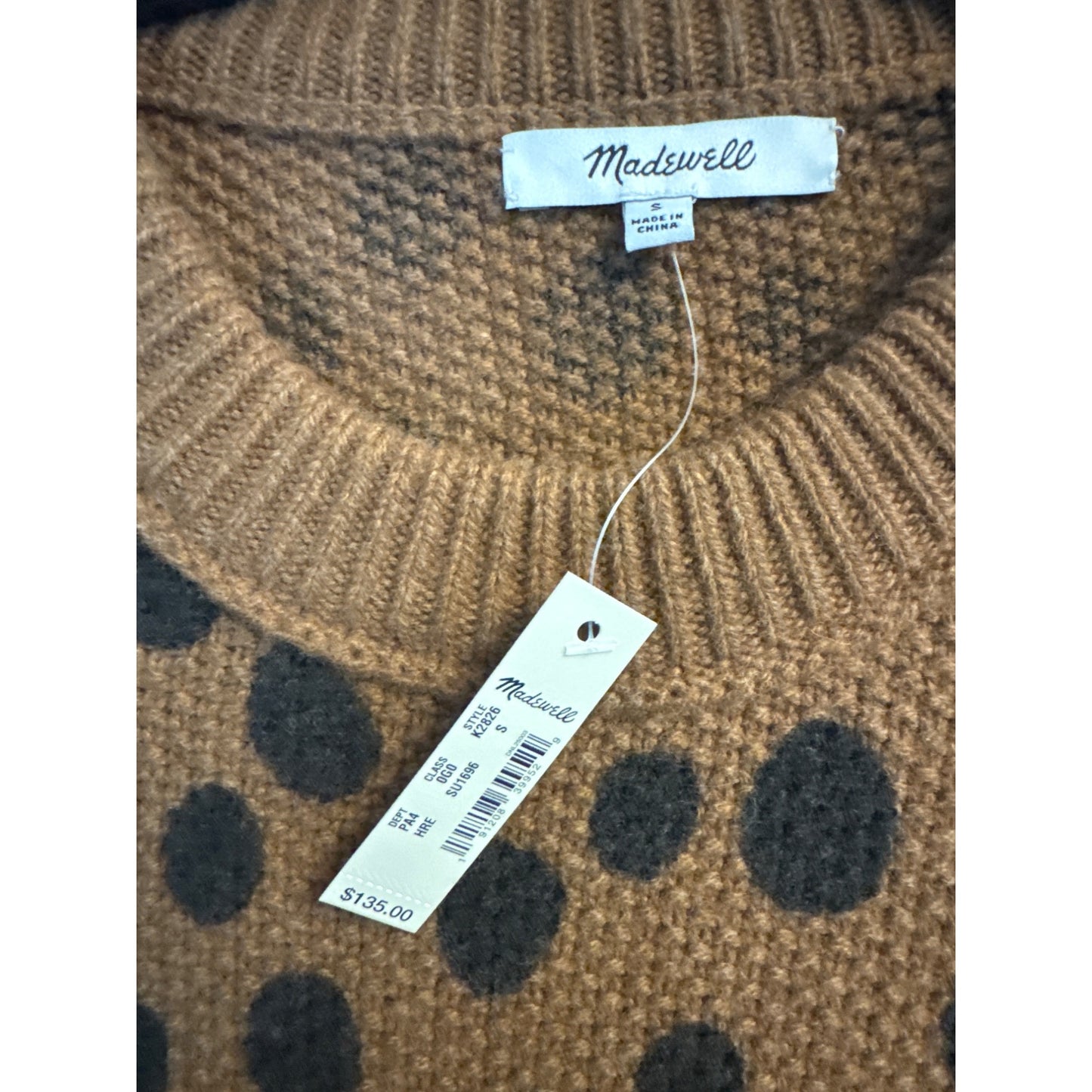 NWT Madewell Brown Polka Dot Sweater Dress Size S