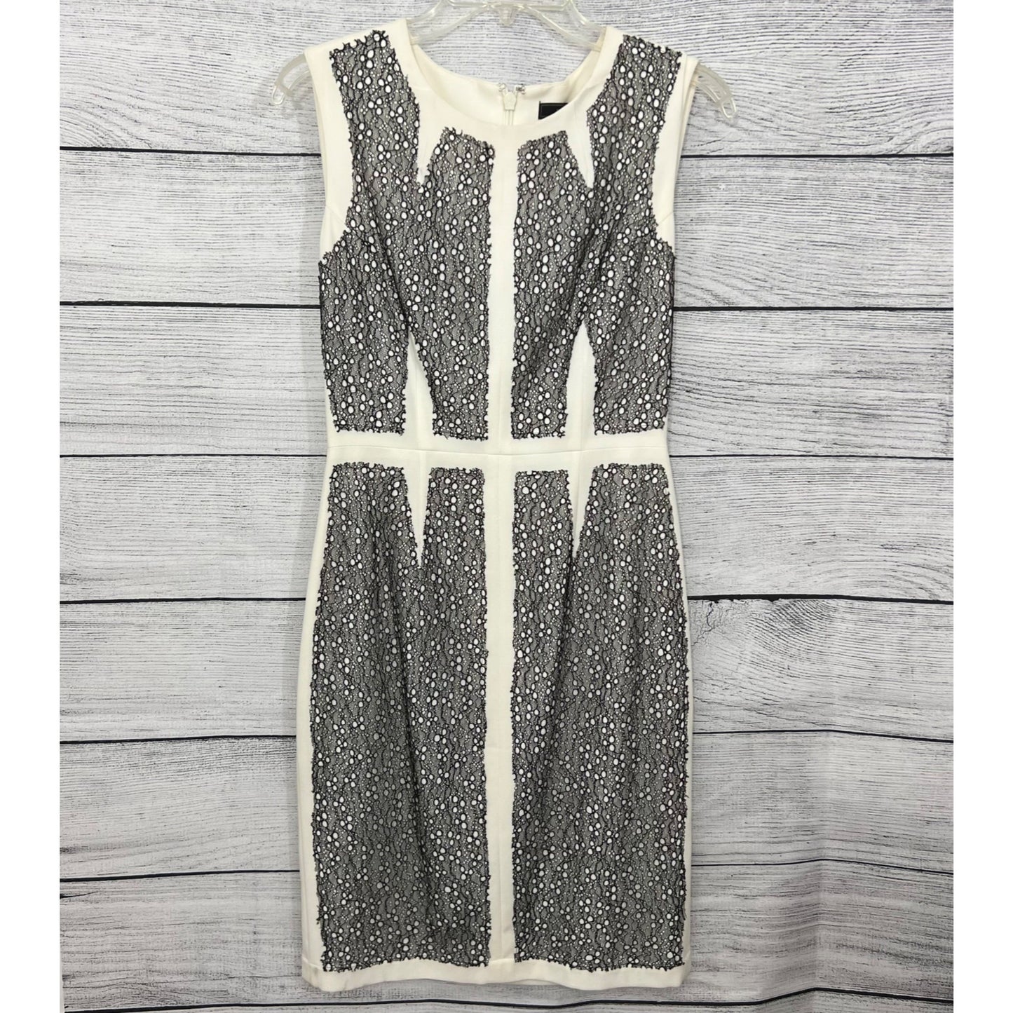 BCBGMaxAzaria White & Black Lace Bodycon Dress, Size 6