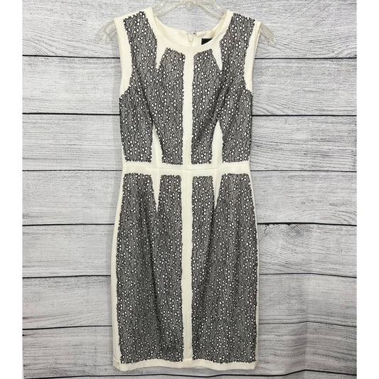 BCBGMaxAzaria White & Black Lace Bodycon Dress, Size 6