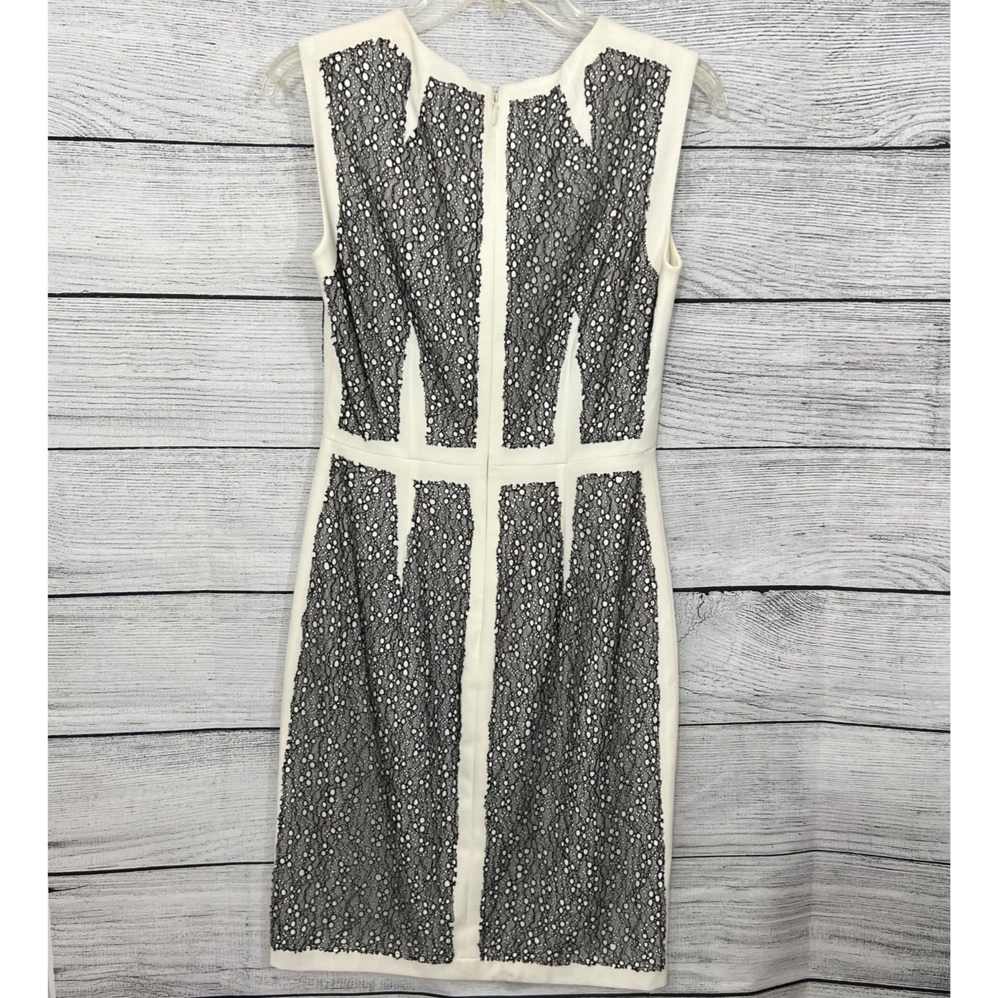 BCBGMaxAzaria White & Black Lace Bodycon Dress, Size 6