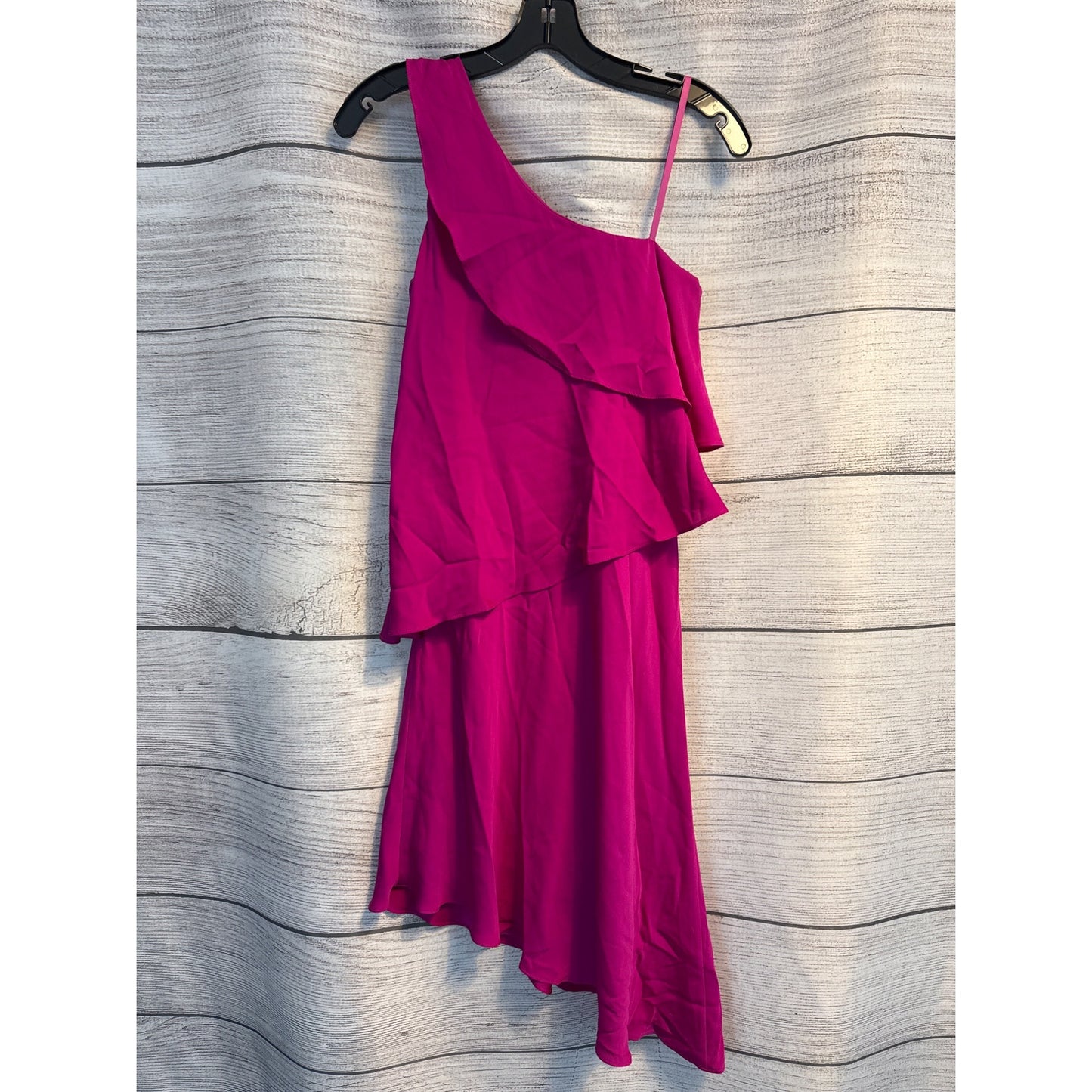 Milly Nora One-Shoulder Asymmetric Ruffled Tiered Stretch-Silk Dress Size 2