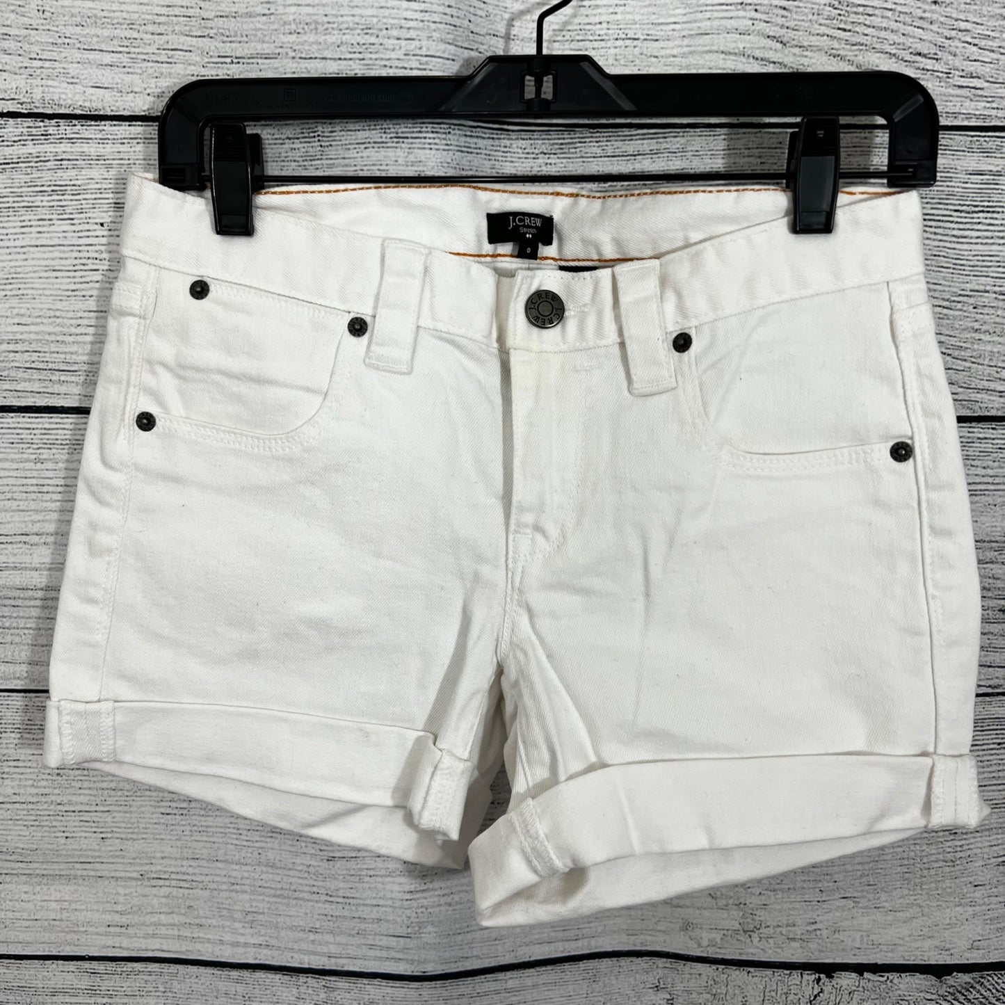 J.Crew White Denim Cuffed Shorts, Size 0