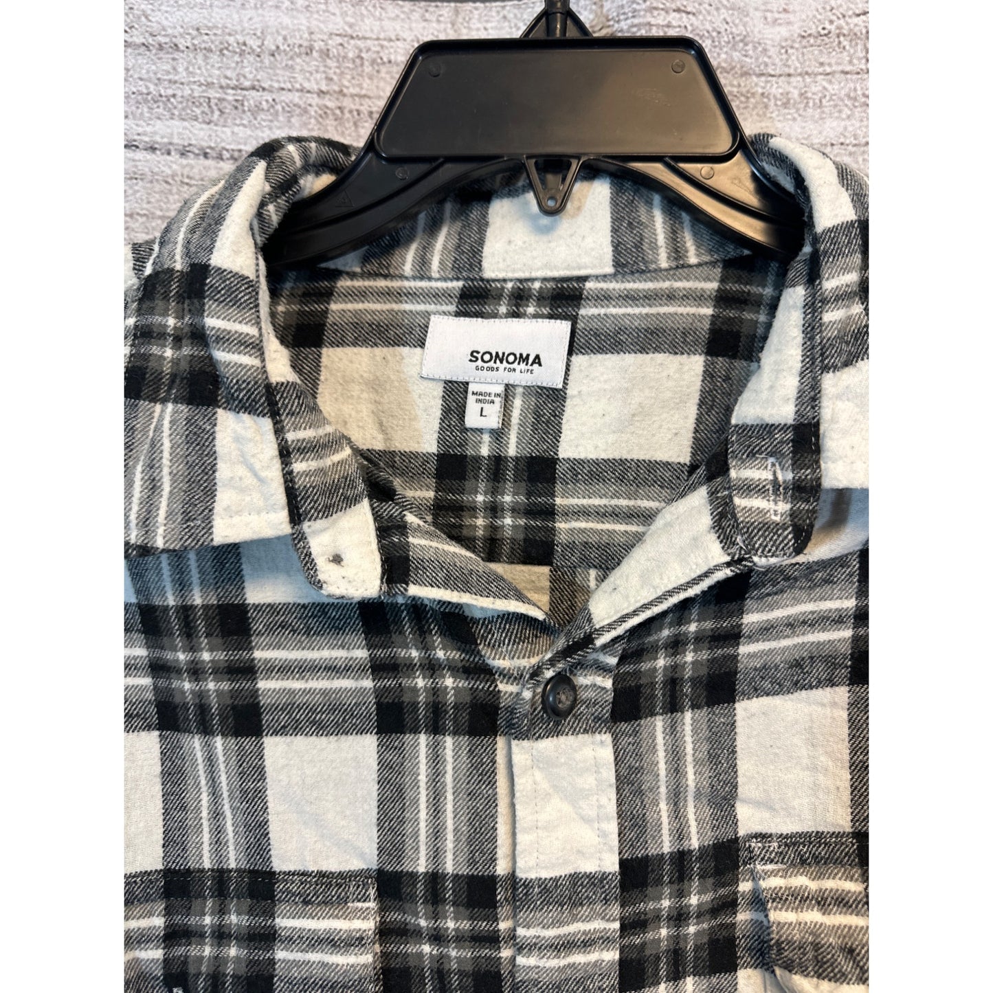 Sonoma Mens Plaid Long Sleeve Flannel Shirt Size L