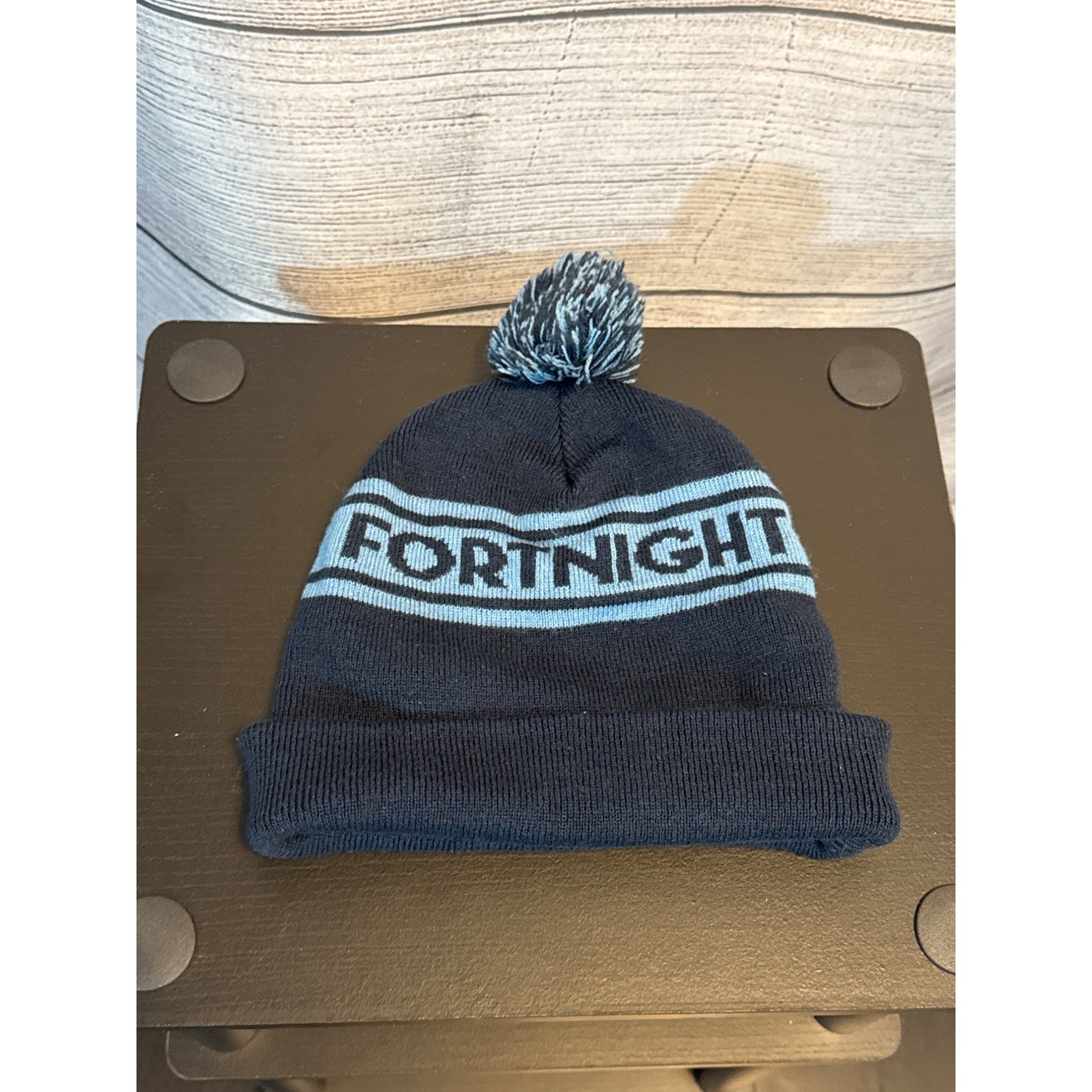 Fortnite Blue & Black Pom Pom Beanie Hat