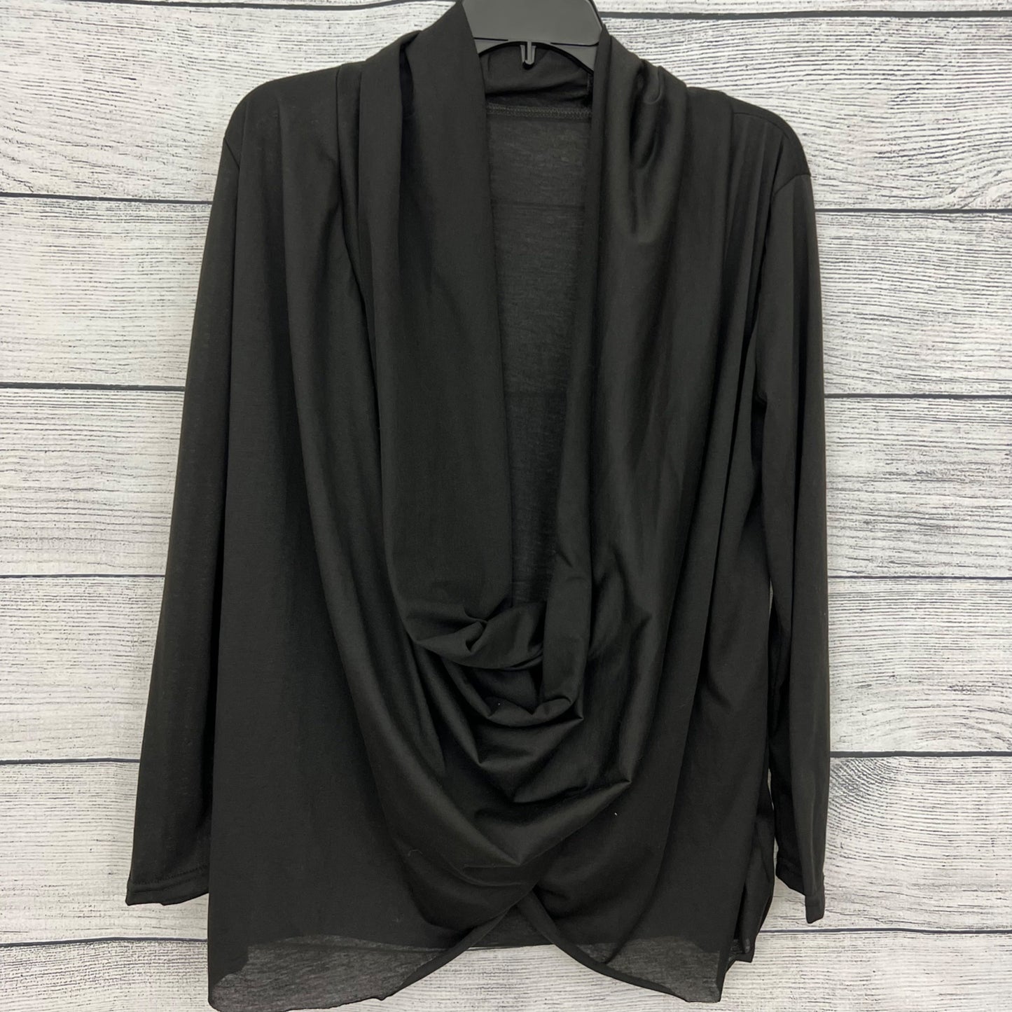 Black Drape Front Long Sleeve Top, Size L
