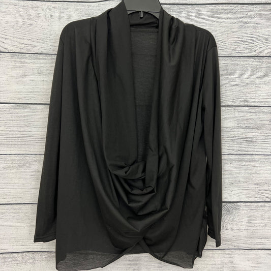 Black Drape Front Long Sleeve Top, Size L