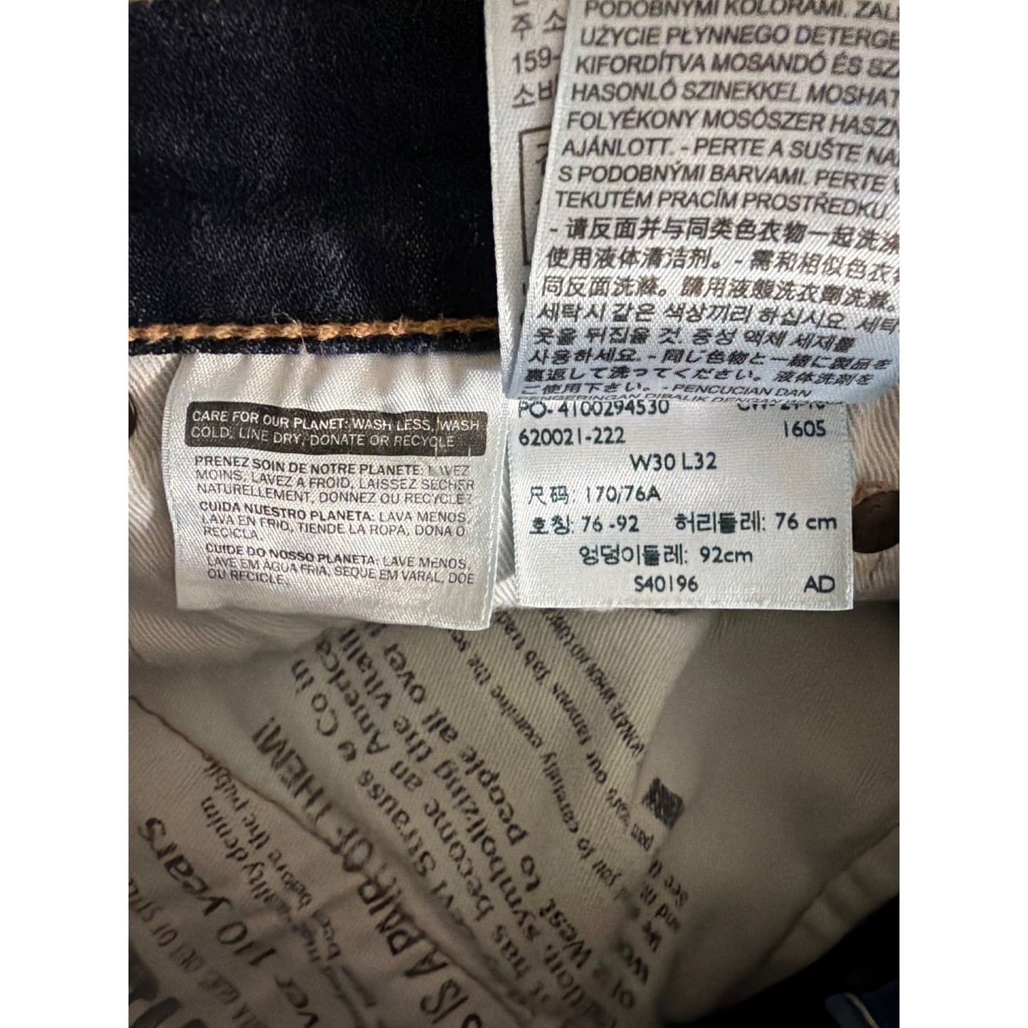 Mens Levis 512 Slim Taper Fit Dark Wash Denim Jeans W30 L32