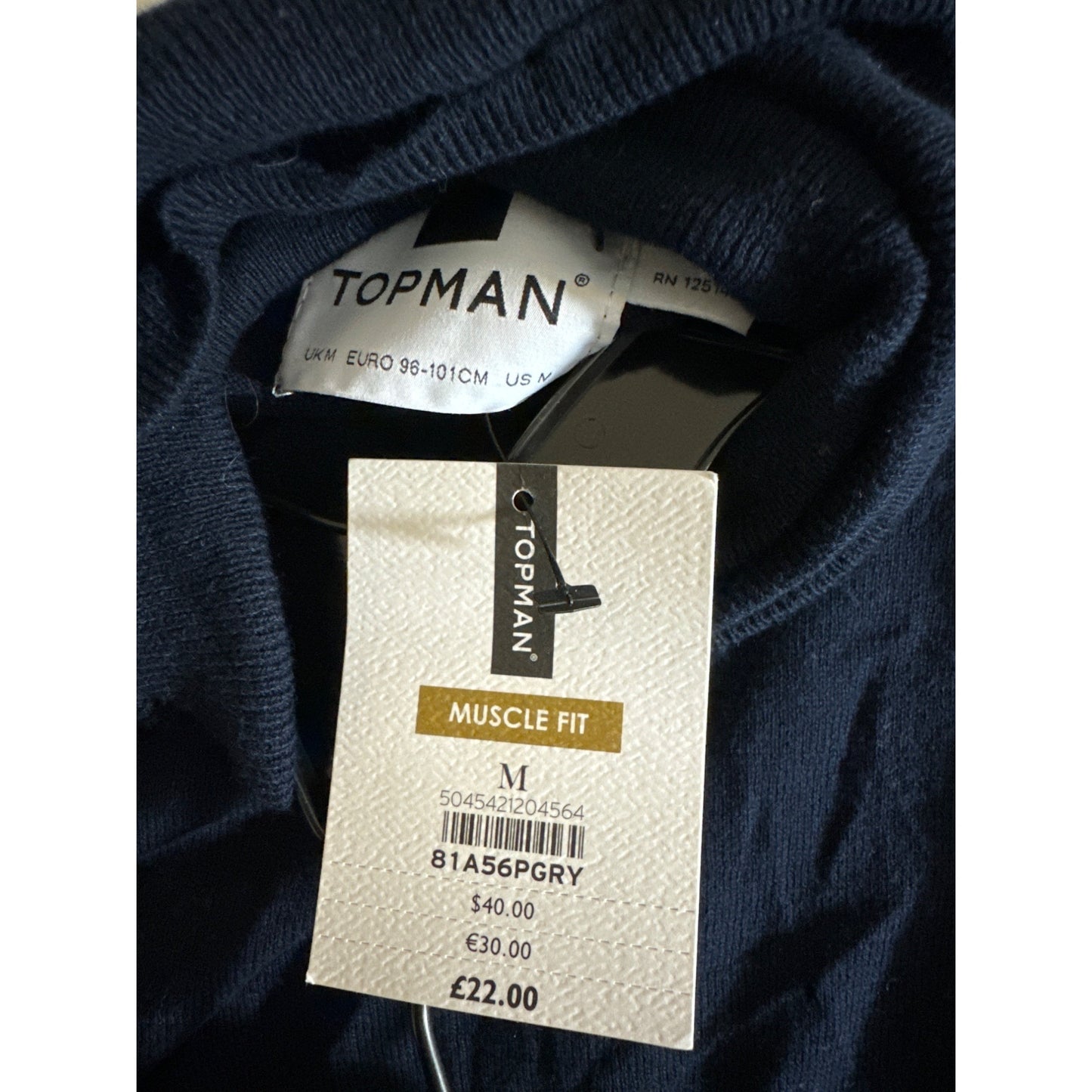 NWT Mens Topman Muscle Fit Navy Turtleneck Sweater M